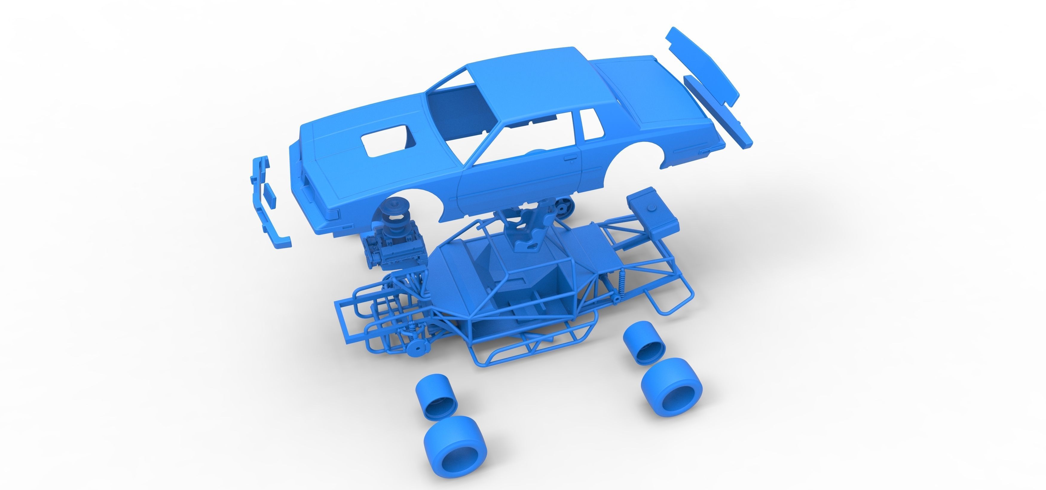 Vintage Asphalt Modified stock car Scale 1 to 25 3D print model_34