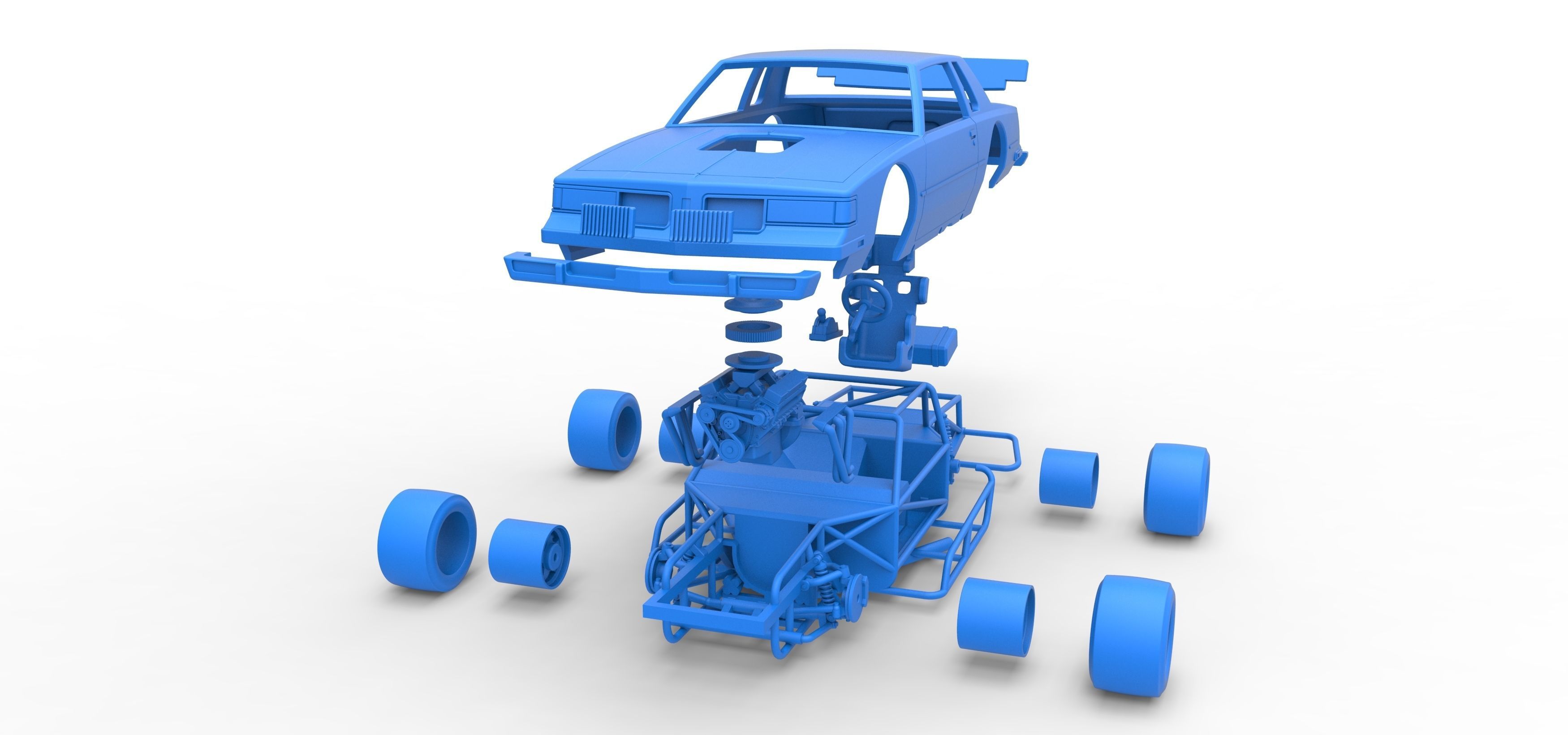 Vintage Asphalt Modified stock car Scale 1 to 25 3D print model_36