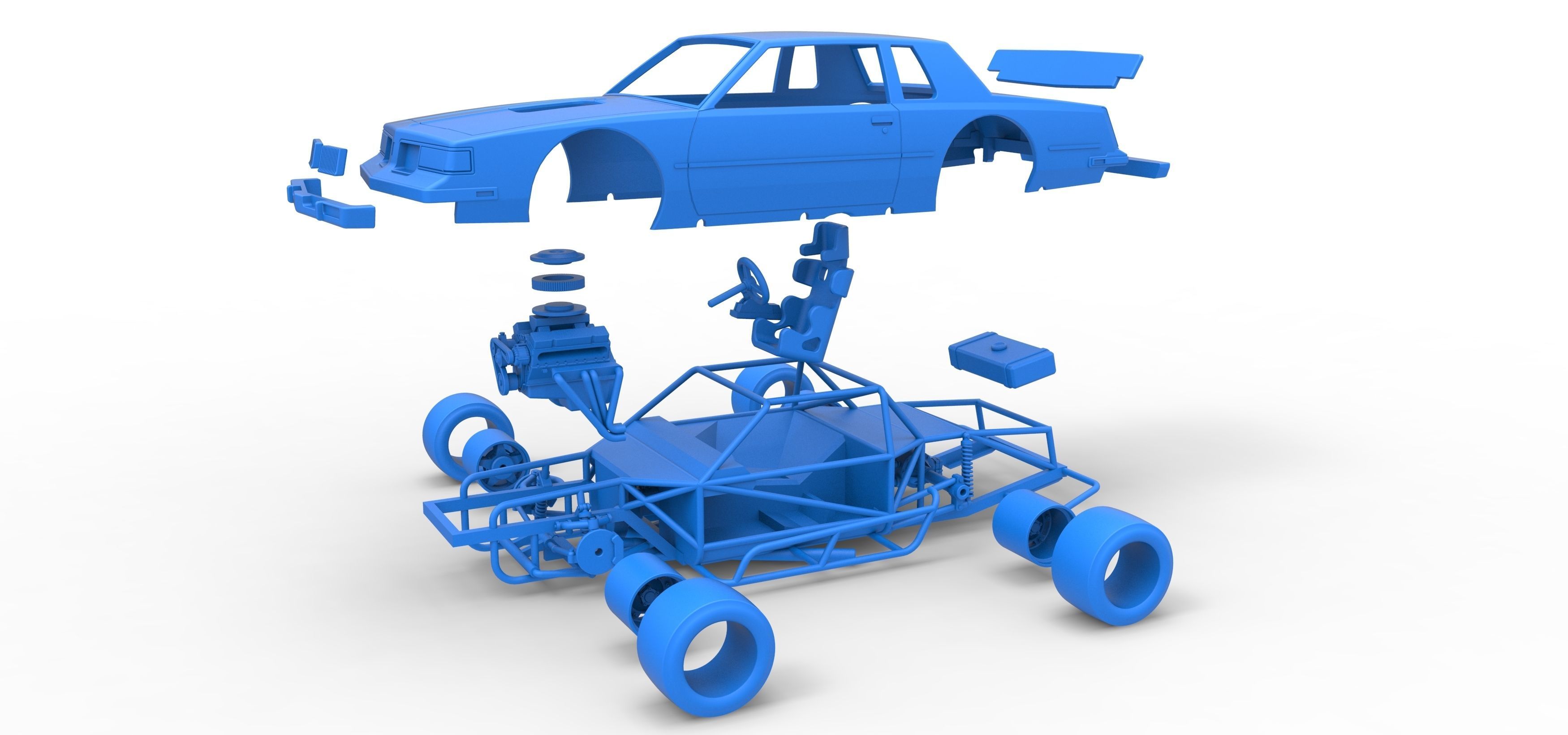 Vintage Asphalt Modified stock car Scale 1 to 25 3D print model_33