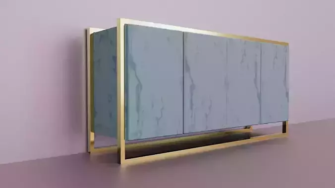 Elegant Marble and Gold Shoe Rack - 3D Model