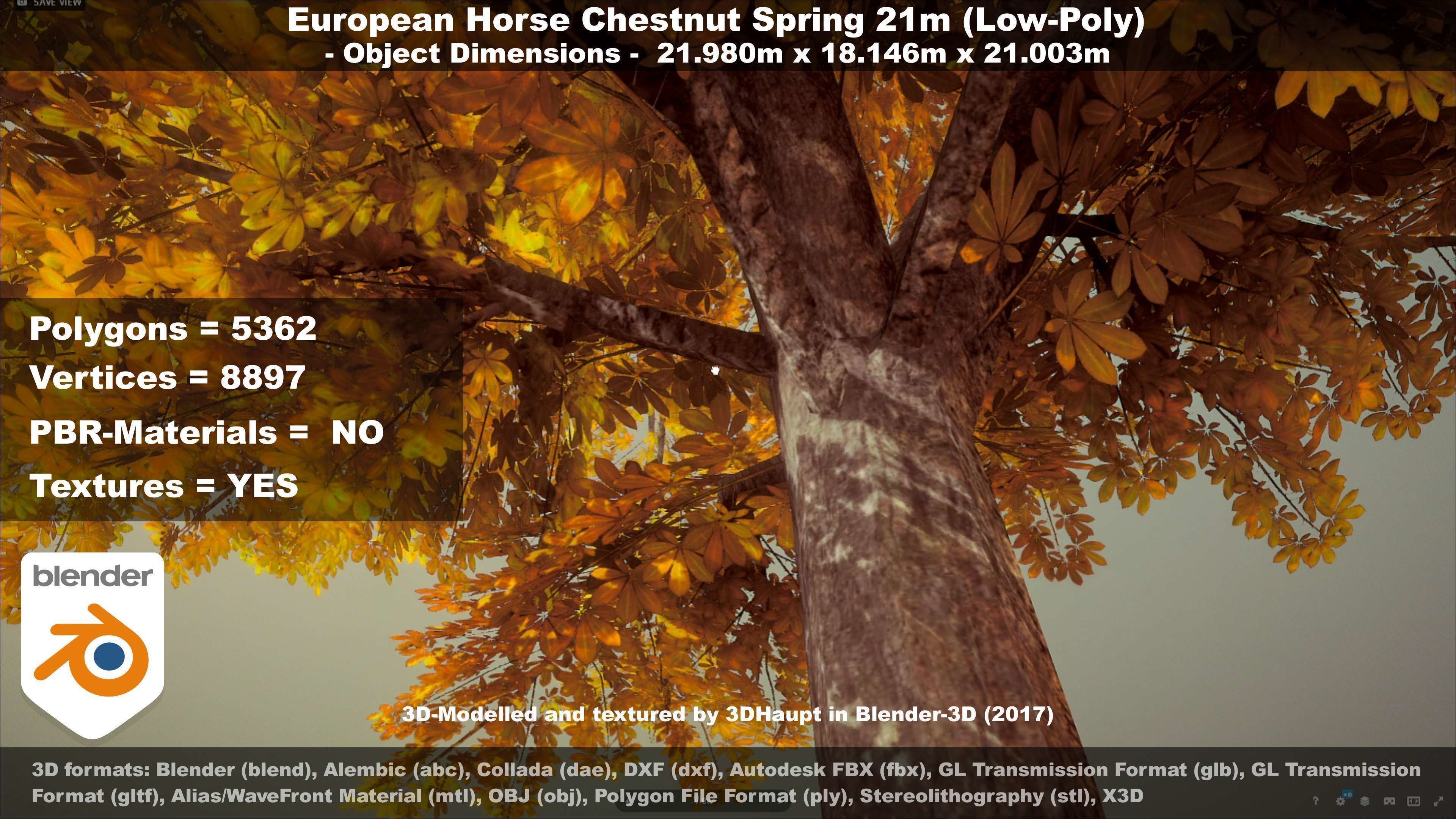European Horse Chestnut Autumn 21m  Low-poly 3D model_102