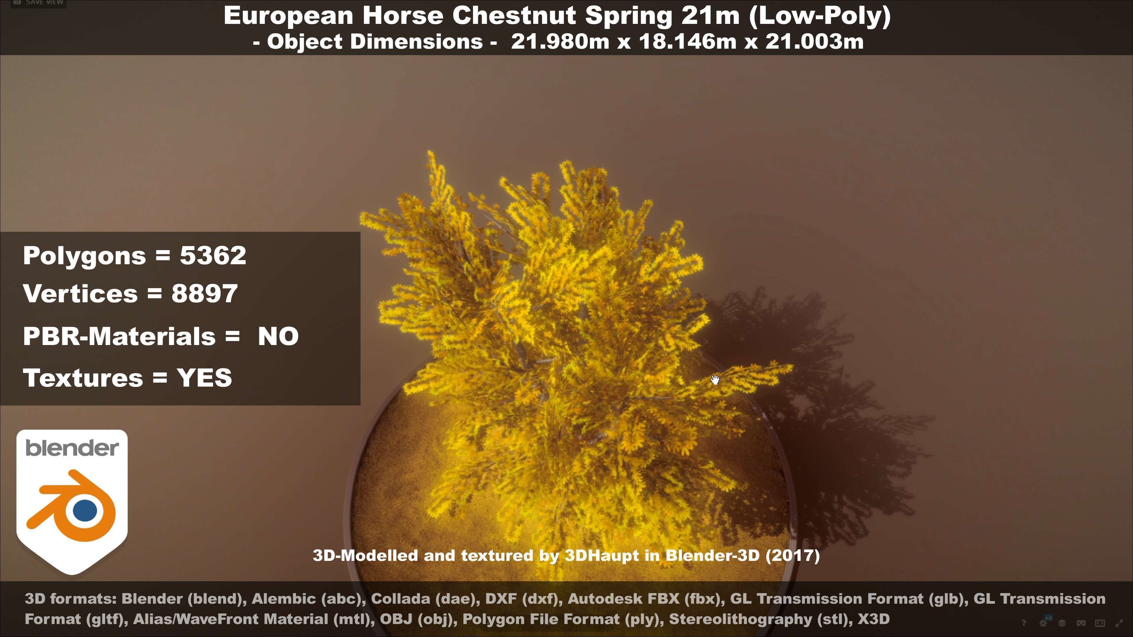 European Horse Chestnut Autumn 21m  Low-poly 3D model_72