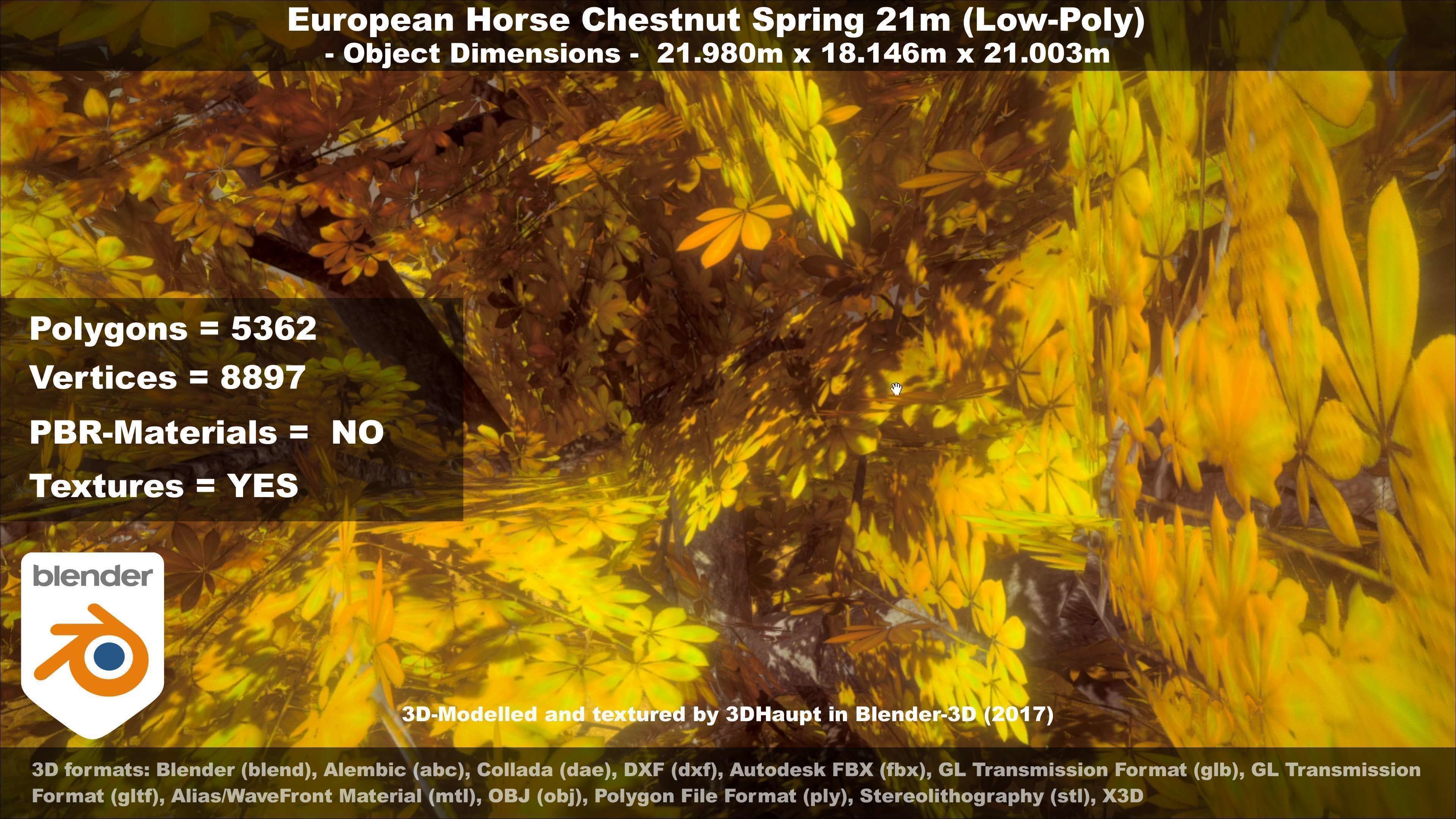European Horse Chestnut Autumn 21m  Low-poly 3D model_108