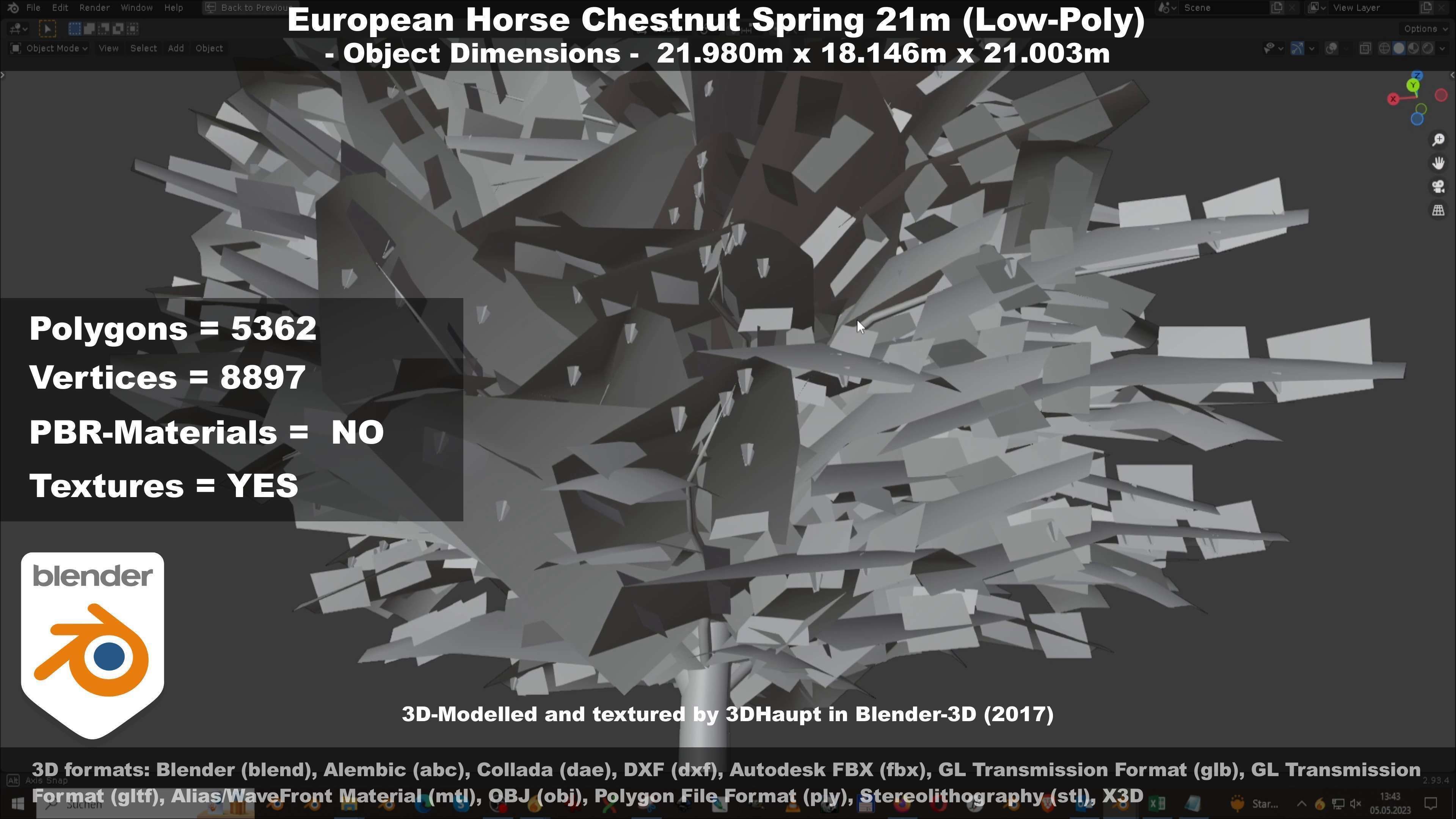 European Horse Chestnut Autumn 21m  Low-poly 3D model_113