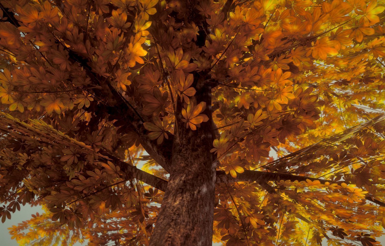 European Horse Chestnut Autumn 21m  Low-poly 3D model_11