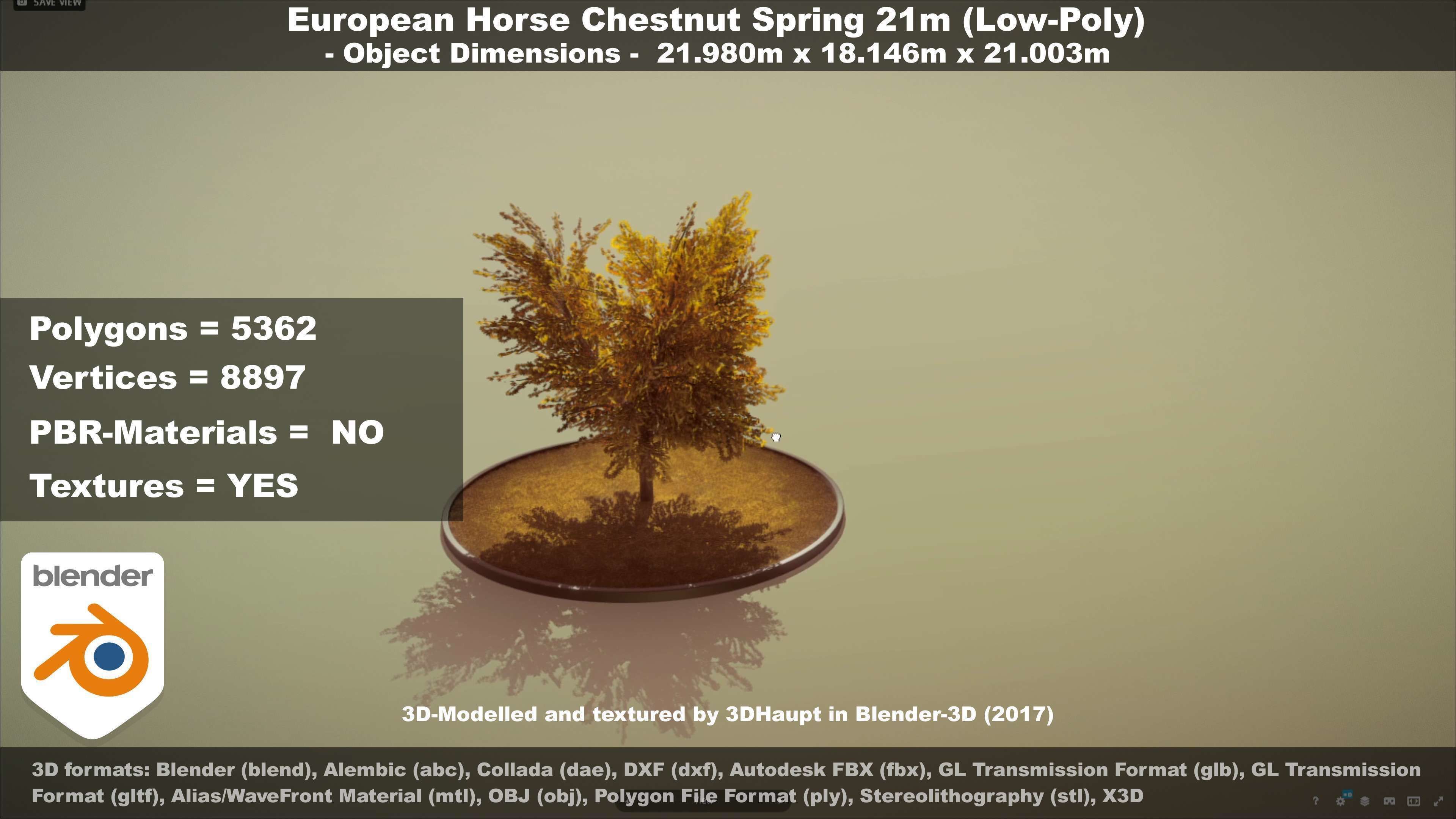 European Horse Chestnut Autumn 21m  Low-poly 3D model_112