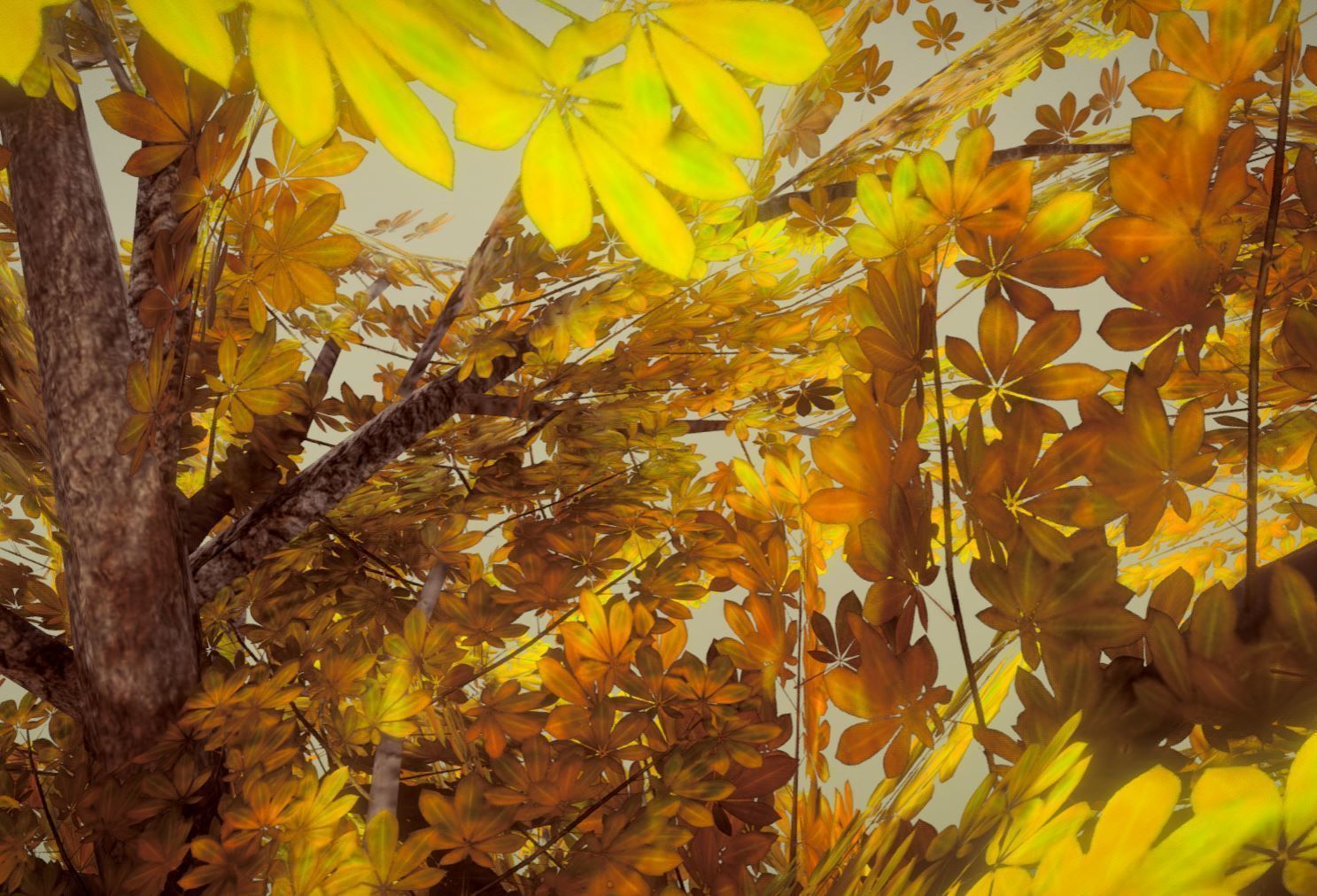 European Horse Chestnut Autumn 21m  Low-poly 3D model_2