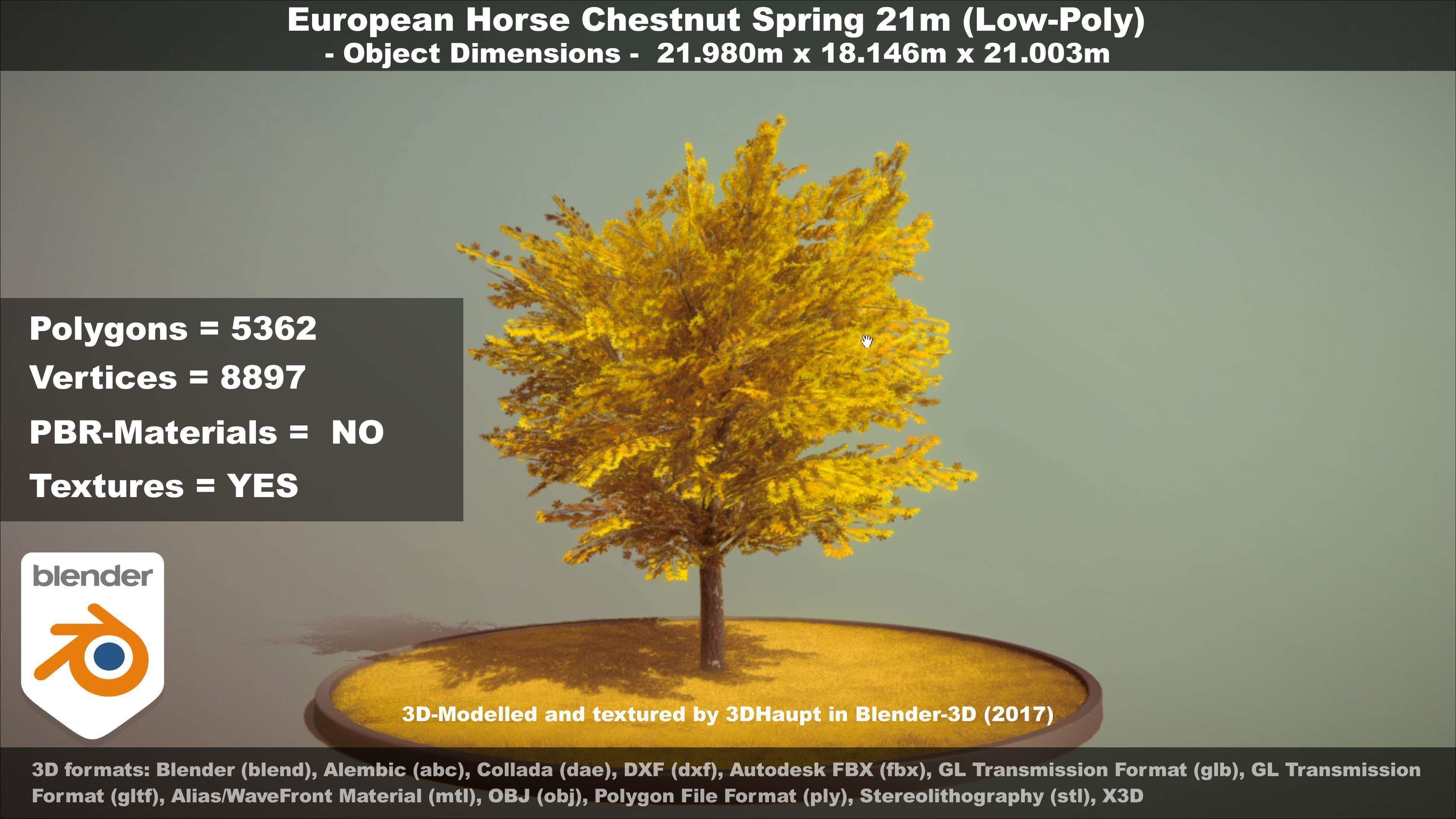European Horse Chestnut Autumn 21m  Low-poly 3D model_65