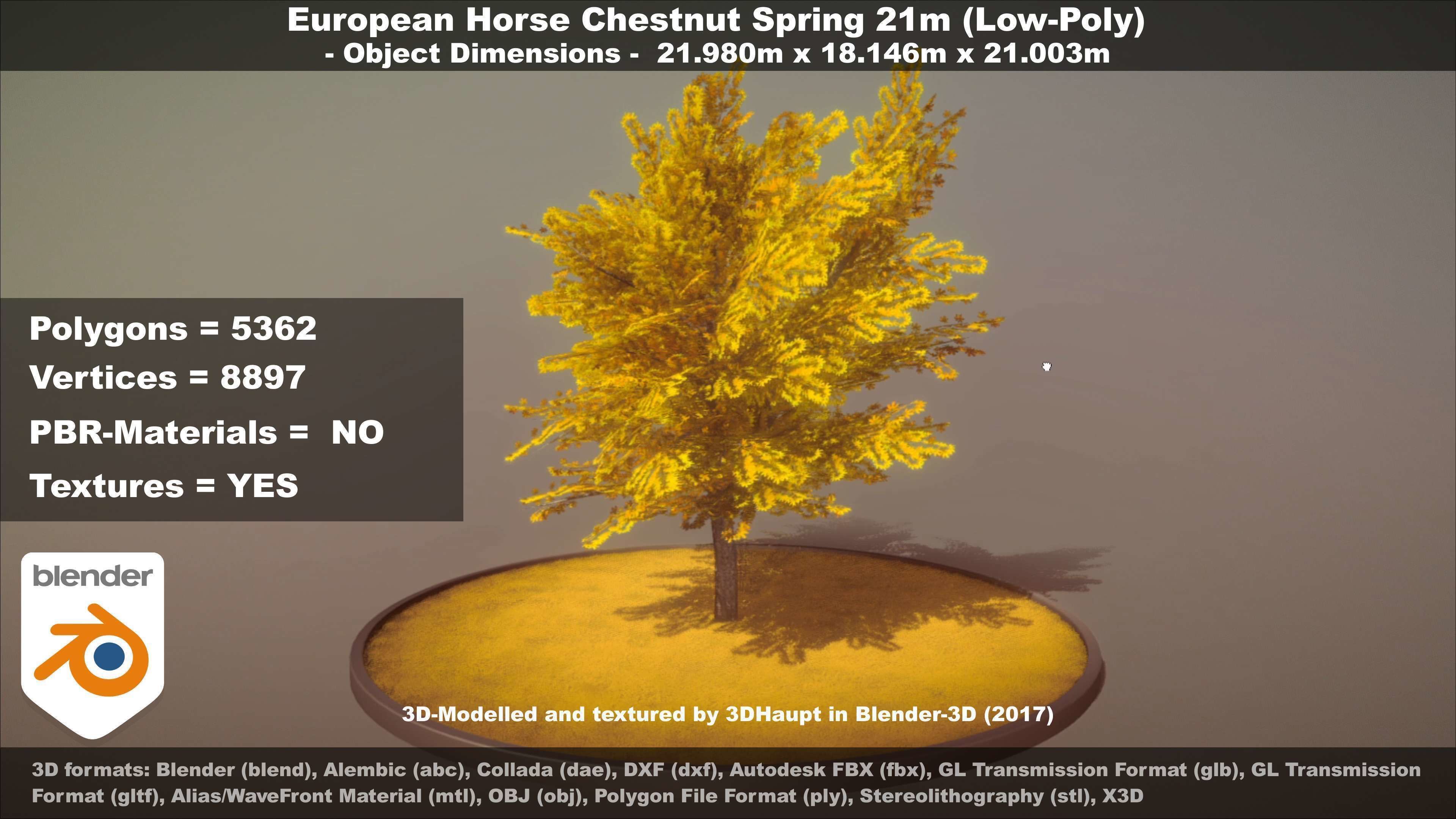 European Horse Chestnut Autumn 21m  Low-poly 3D model_68