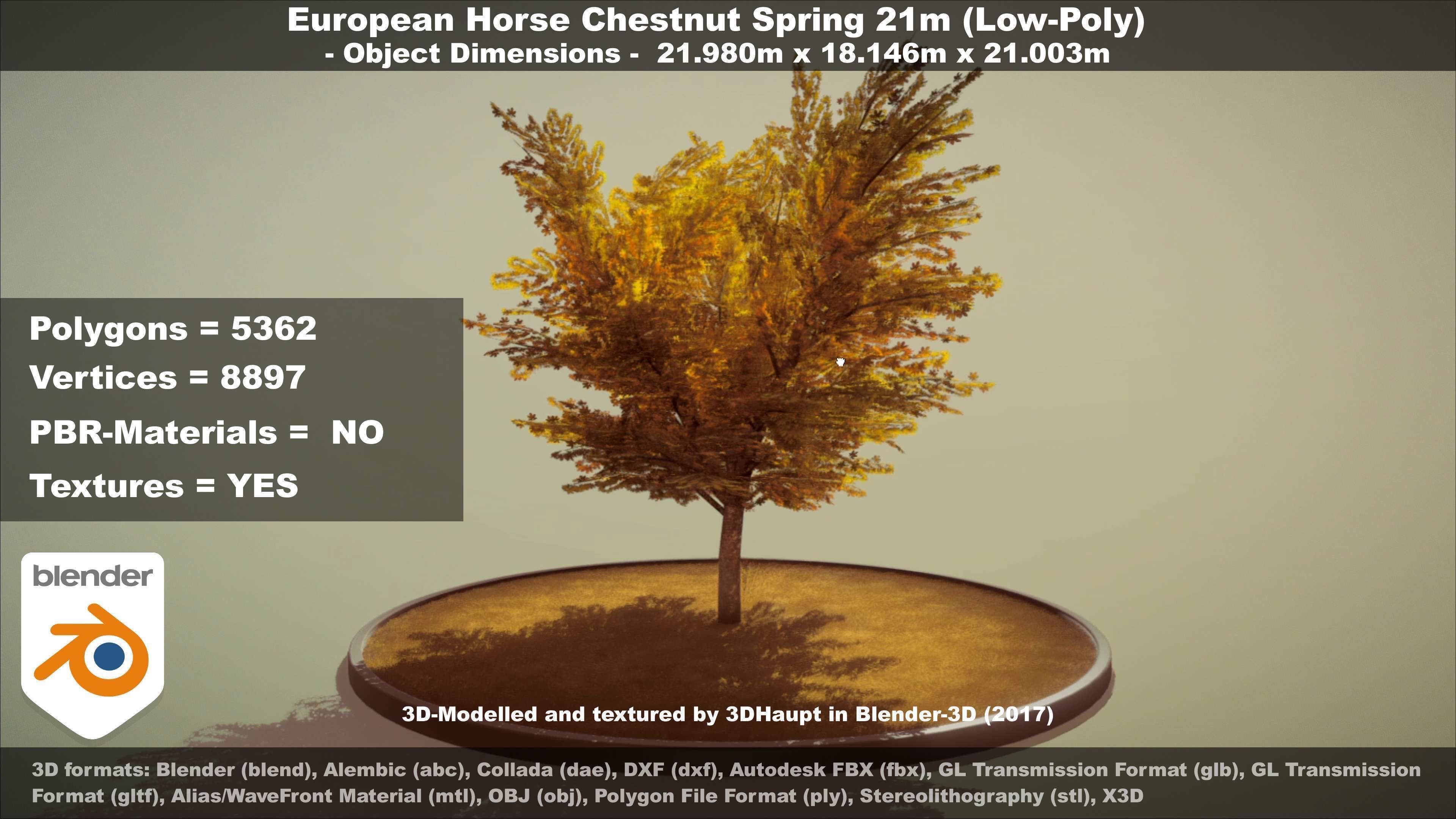 European Horse Chestnut Autumn 21m  Low-poly 3D model_115