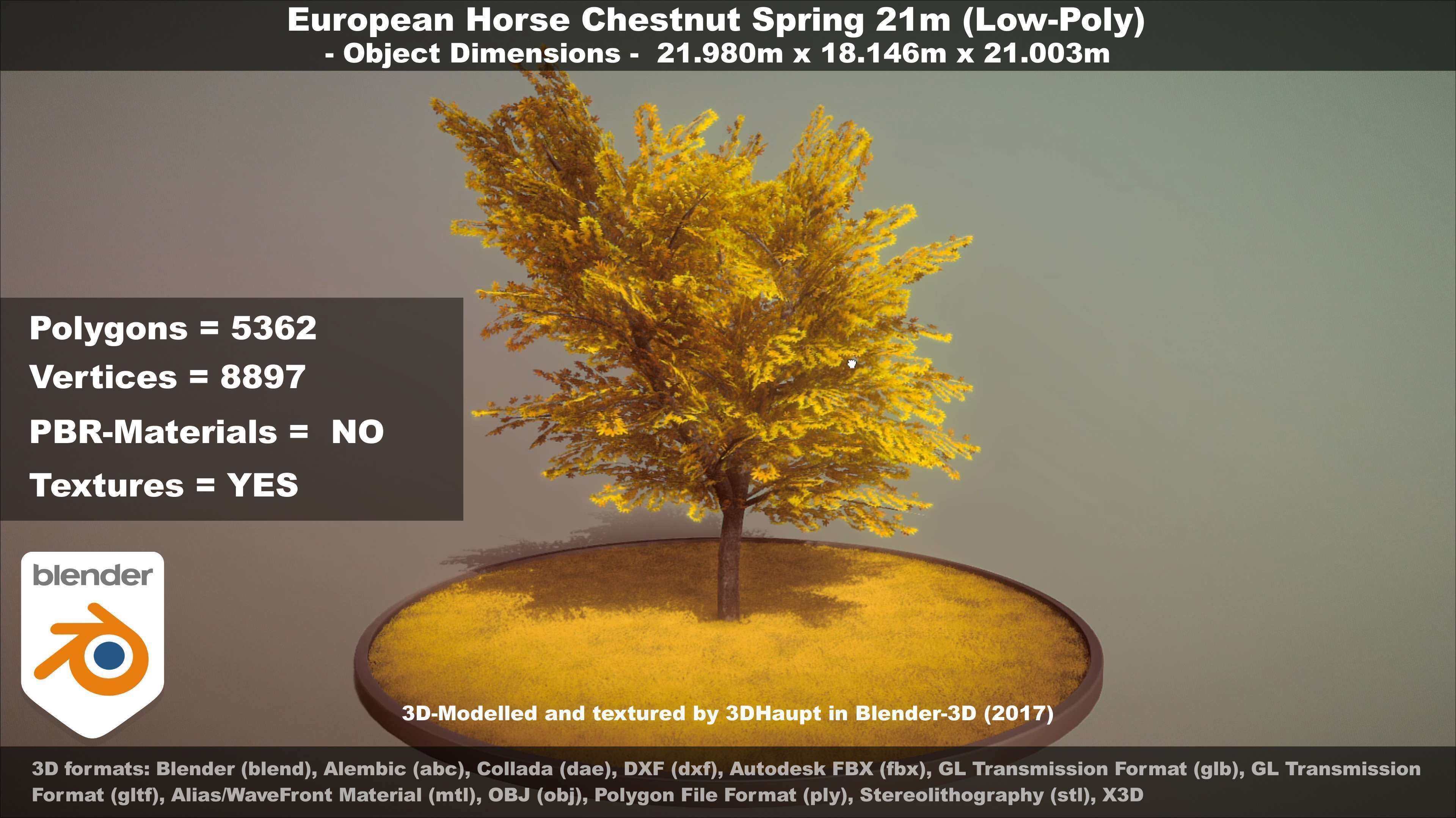 European Horse Chestnut Autumn 21m  Low-poly 3D model_57