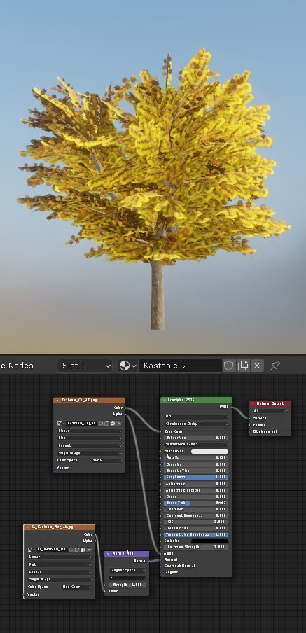 European Horse Chestnut Autumn 21m  Low-poly 3D model_9