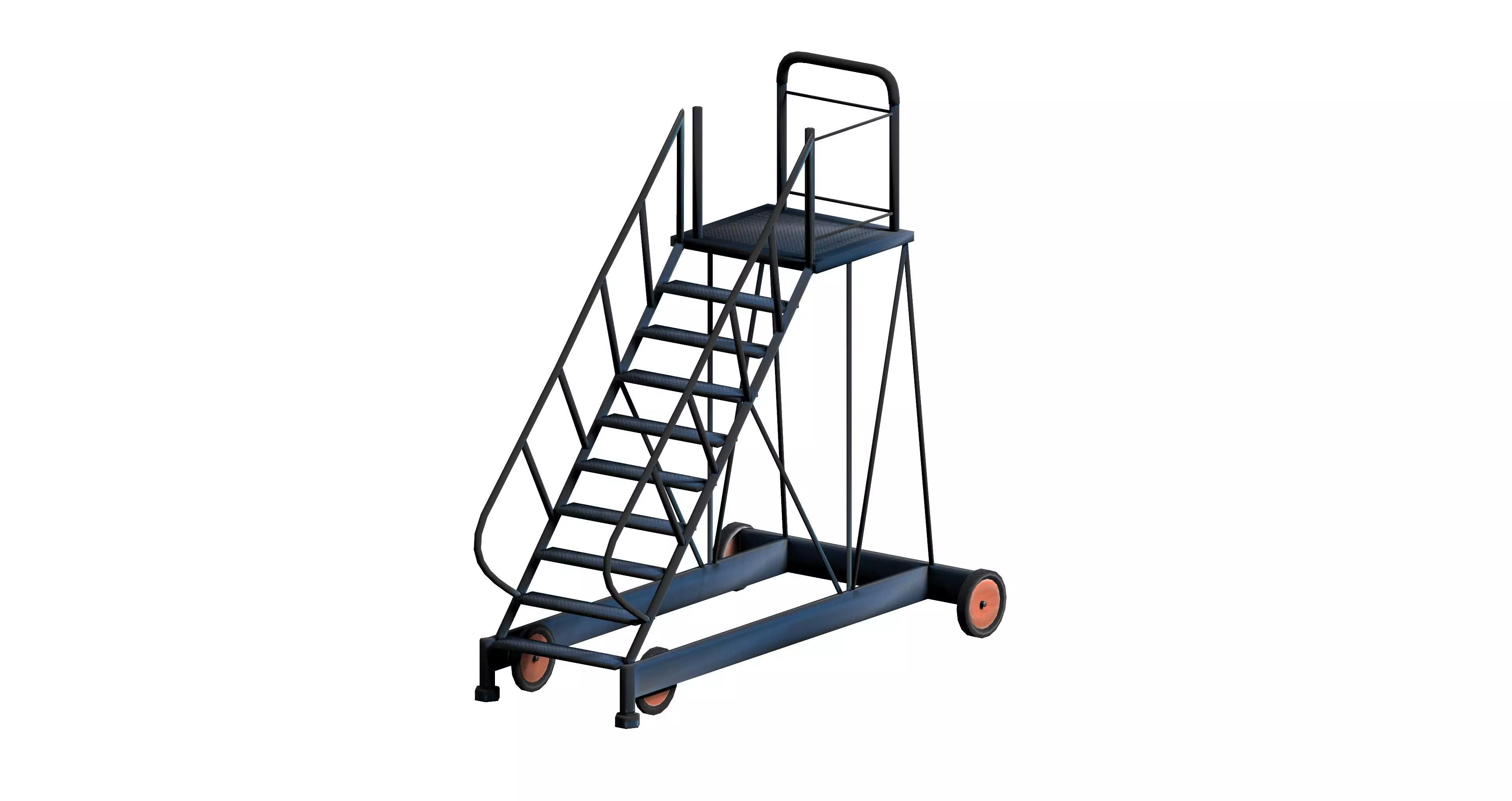 Industrial metal wheeled platform Low-poly 3D model_0
