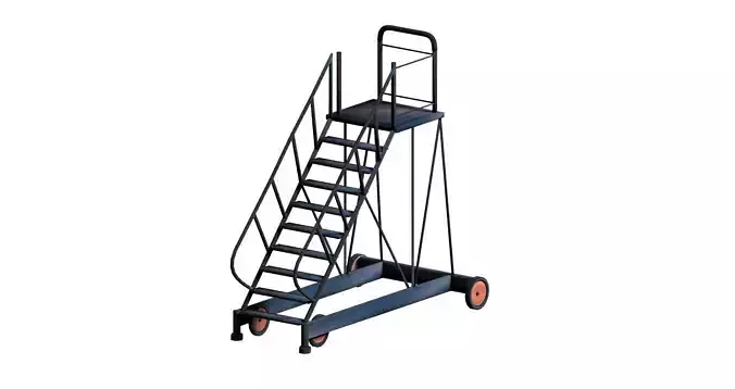 Industrial metal wheeled platform Low-poly 3D model