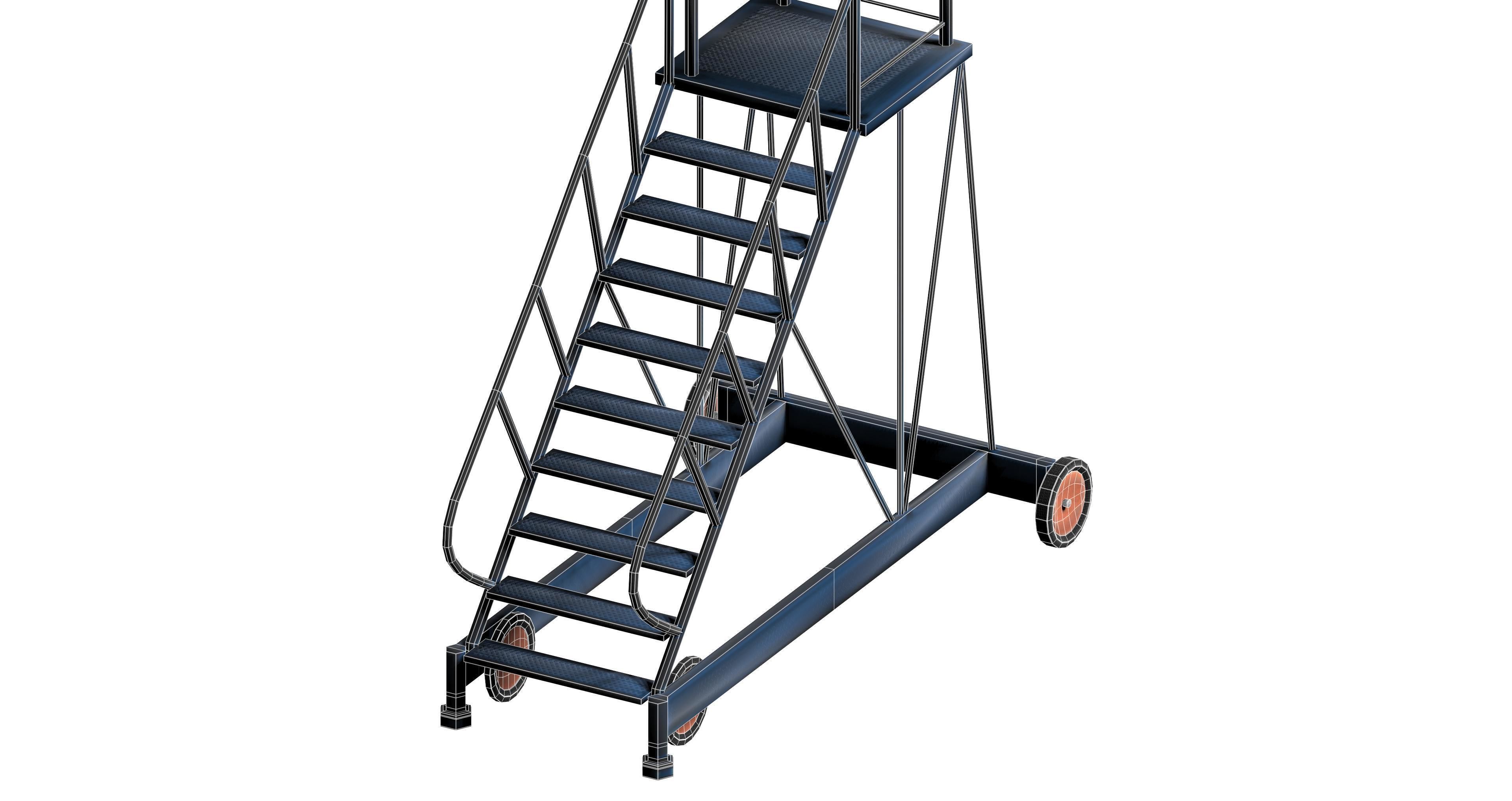 Industrial metal wheeled platform Low-poly 3D model_6