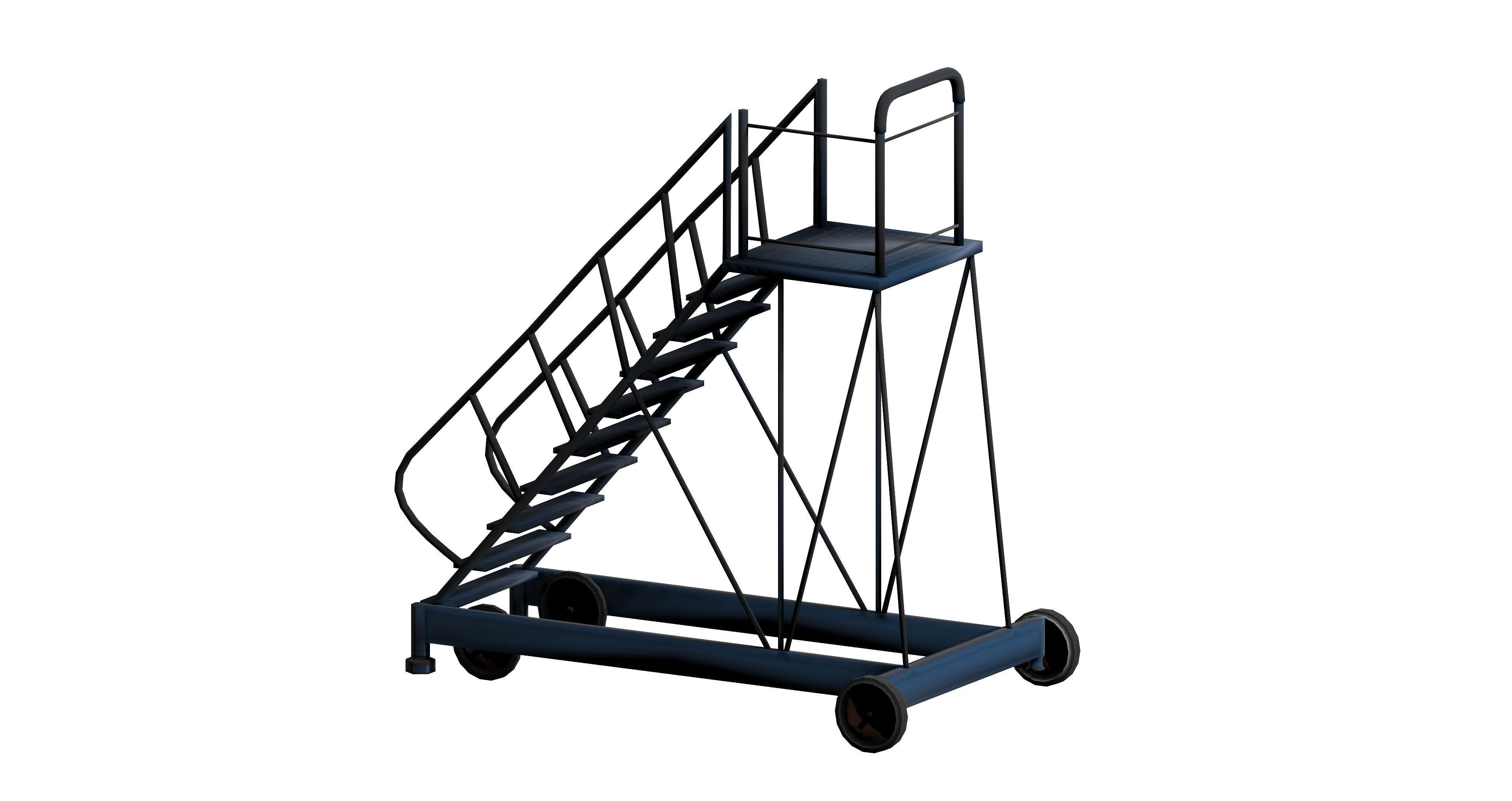 Industrial metal wheeled platform Low-poly 3D model_1