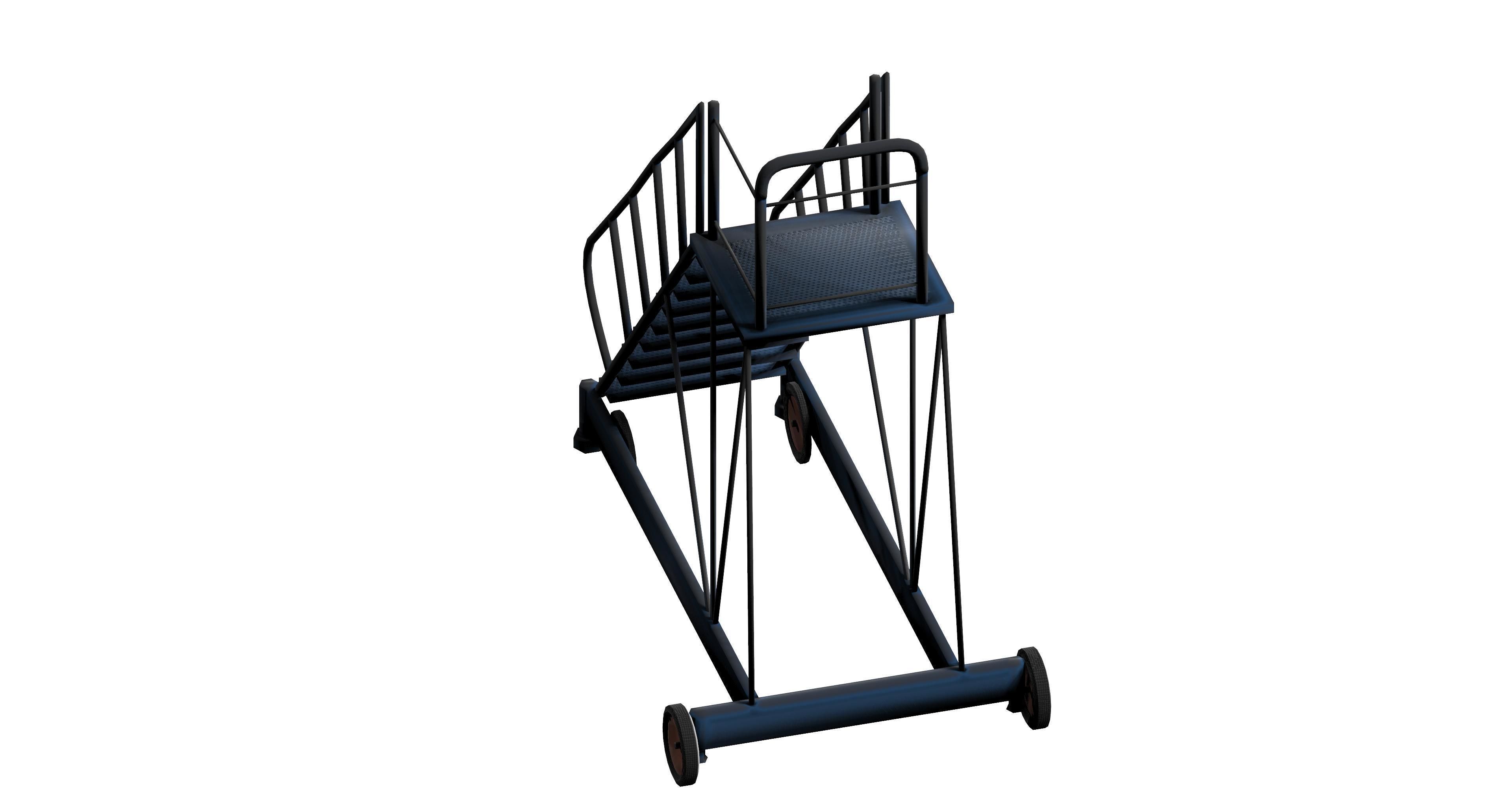 Industrial metal wheeled platform Low-poly 3D model_2