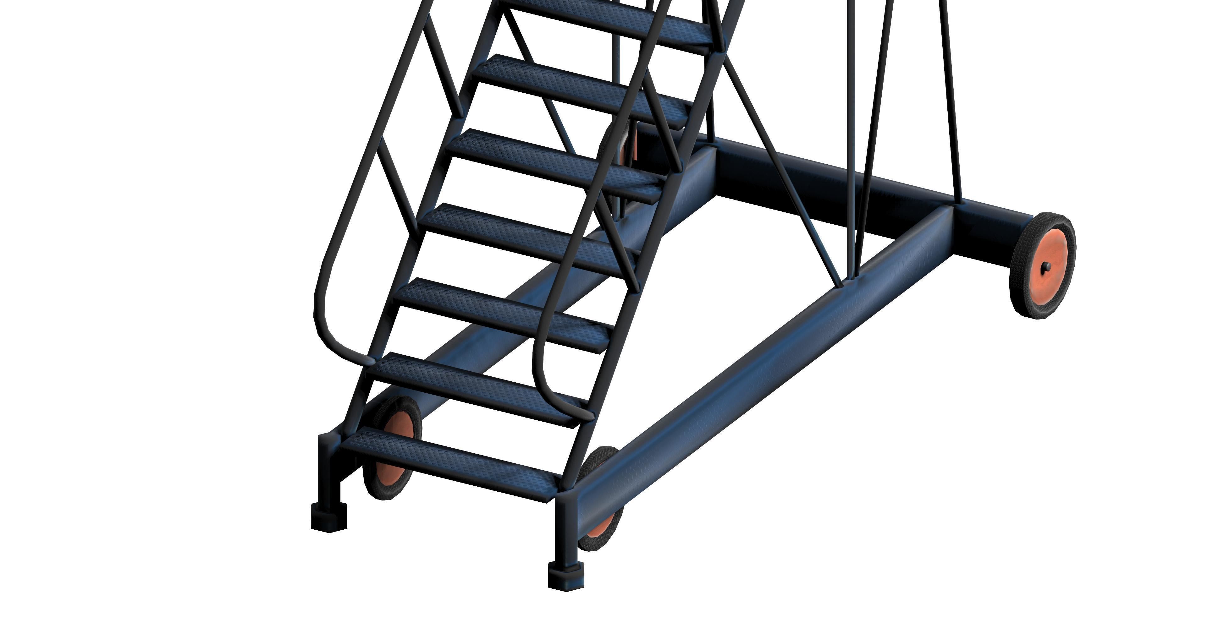 Industrial metal wheeled platform Low-poly 3D model_5
