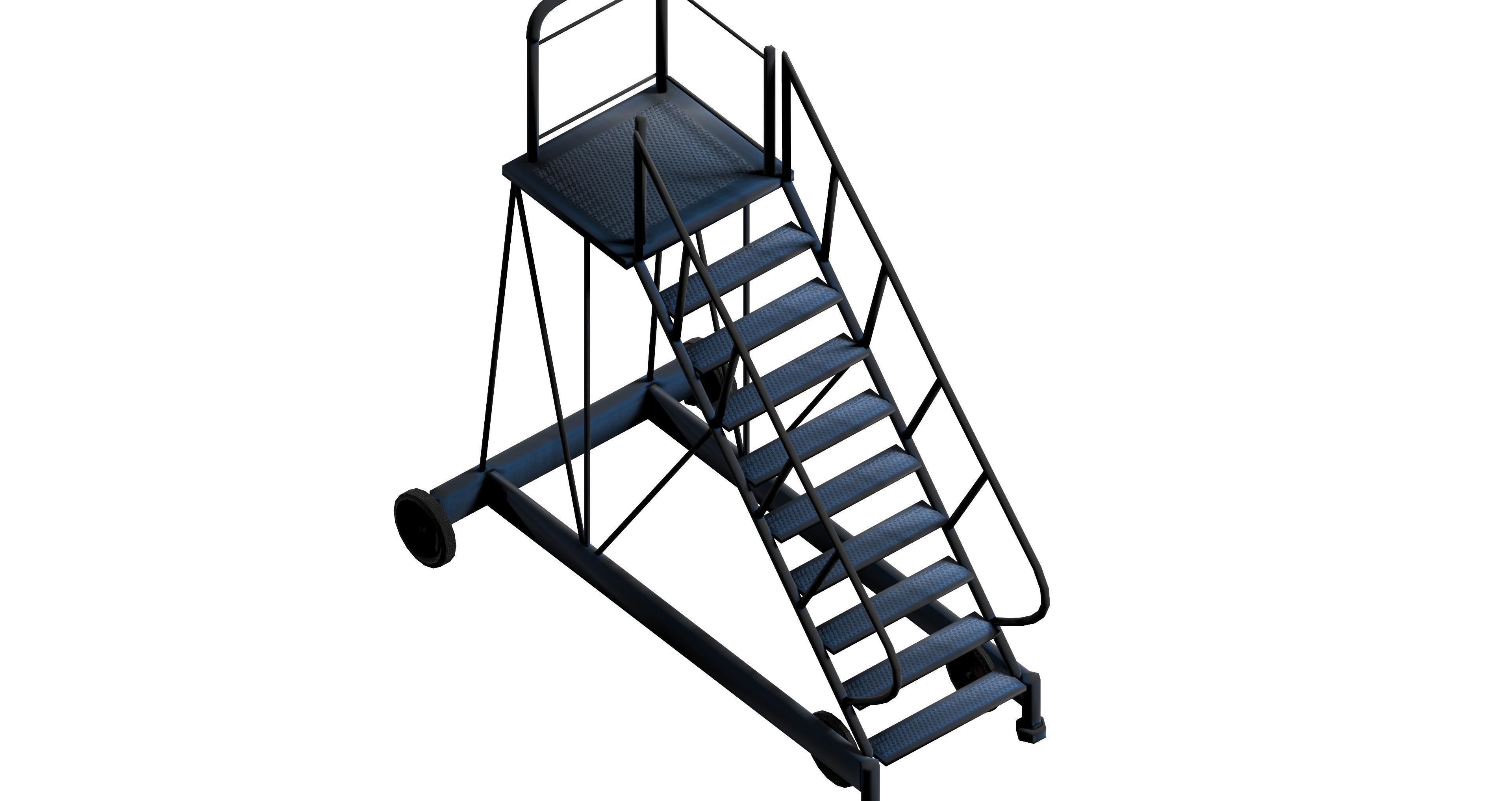 Industrial metal wheeled platform Low-poly 3D model_4
