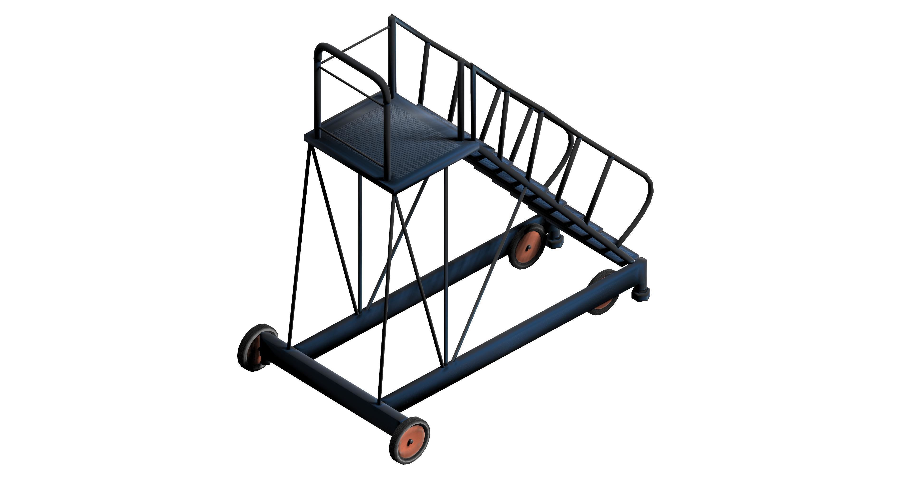 Industrial metal wheeled platform Low-poly 3D model_3