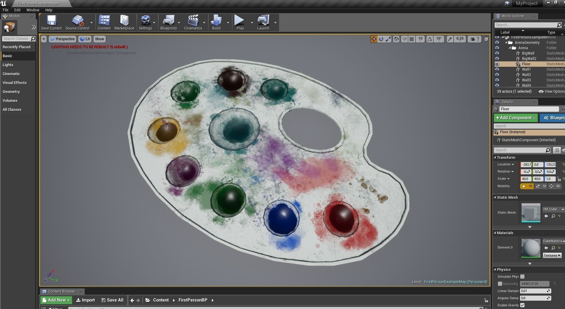 Art supplies with with palette for painting  Low-poly 3D model_11
