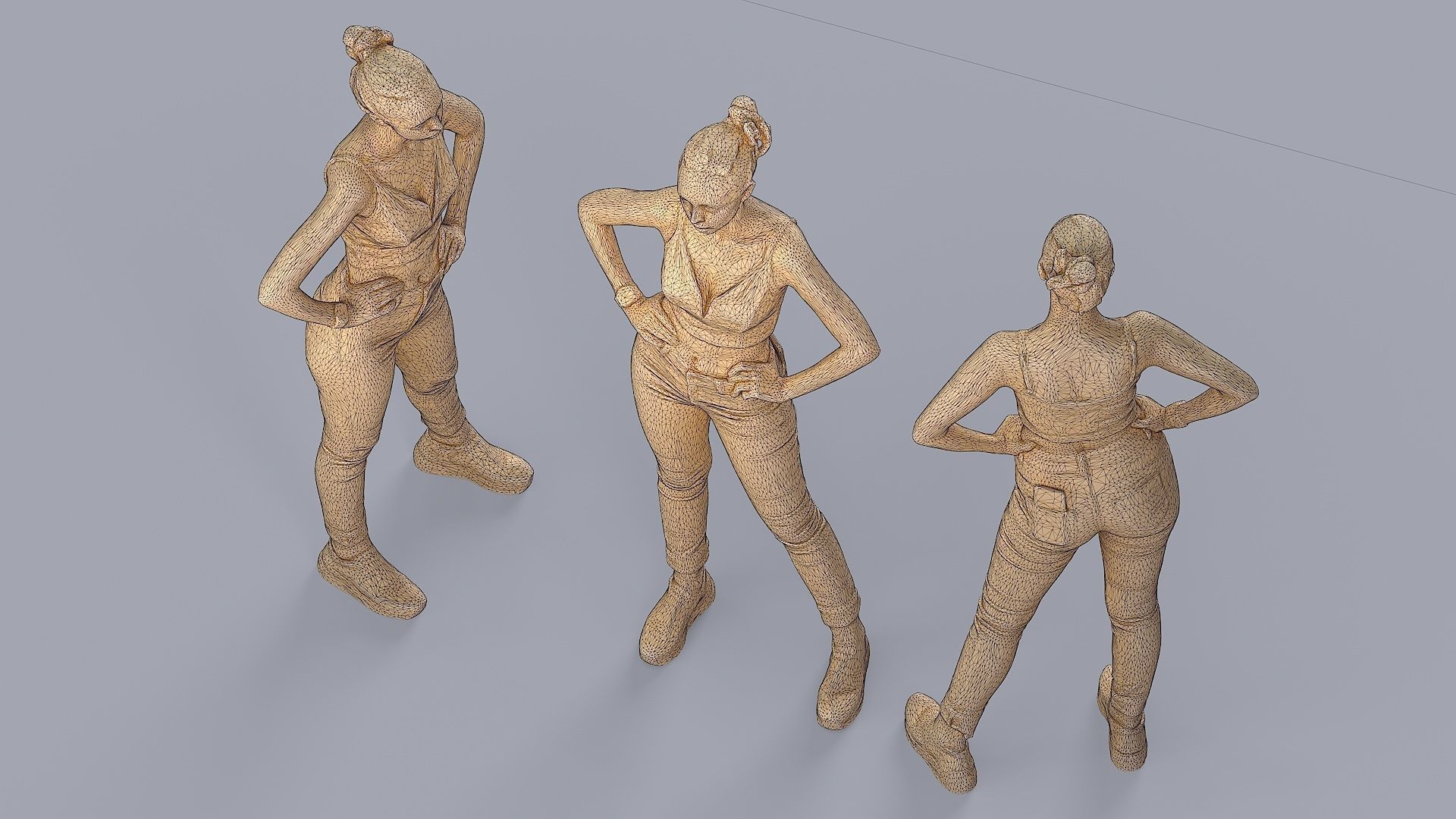 Slightly Tense Girl with Smartwatch and Smartphone 3D model_7