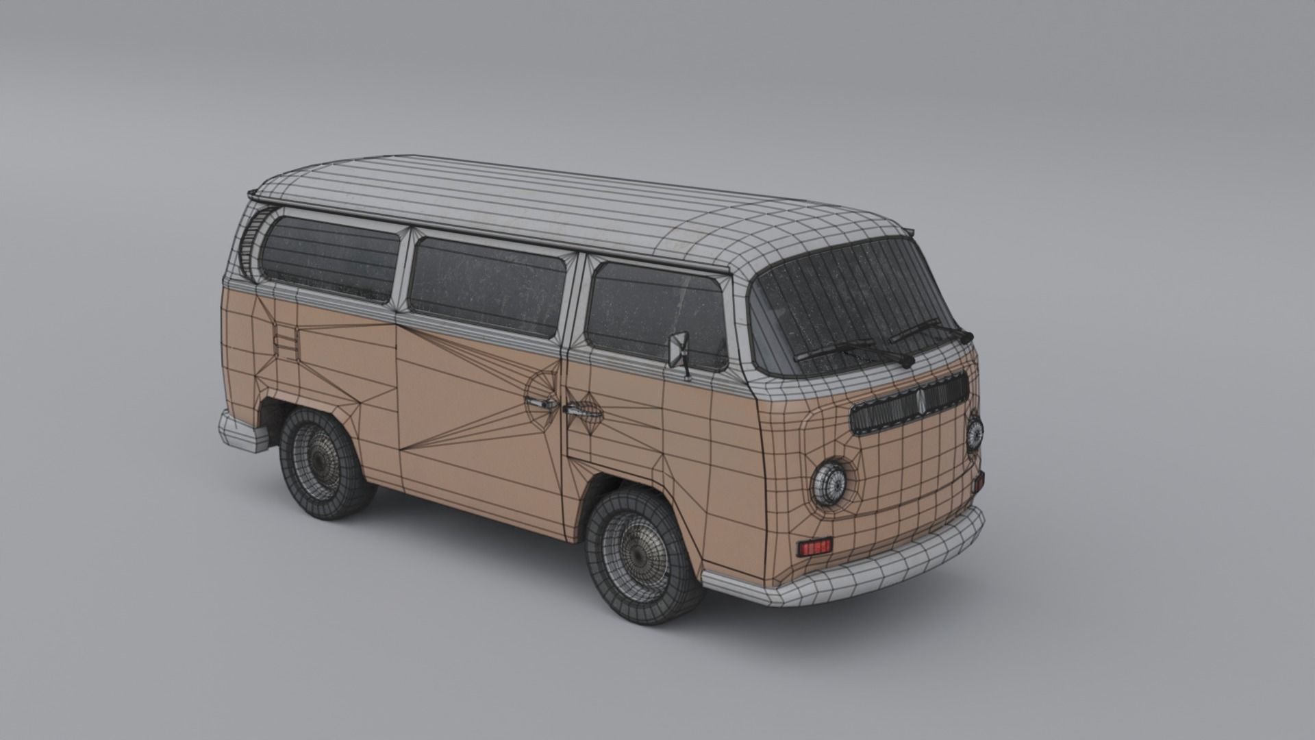 Old and Dusty Mini Bus - Low Poly Low-poly 3D model_9