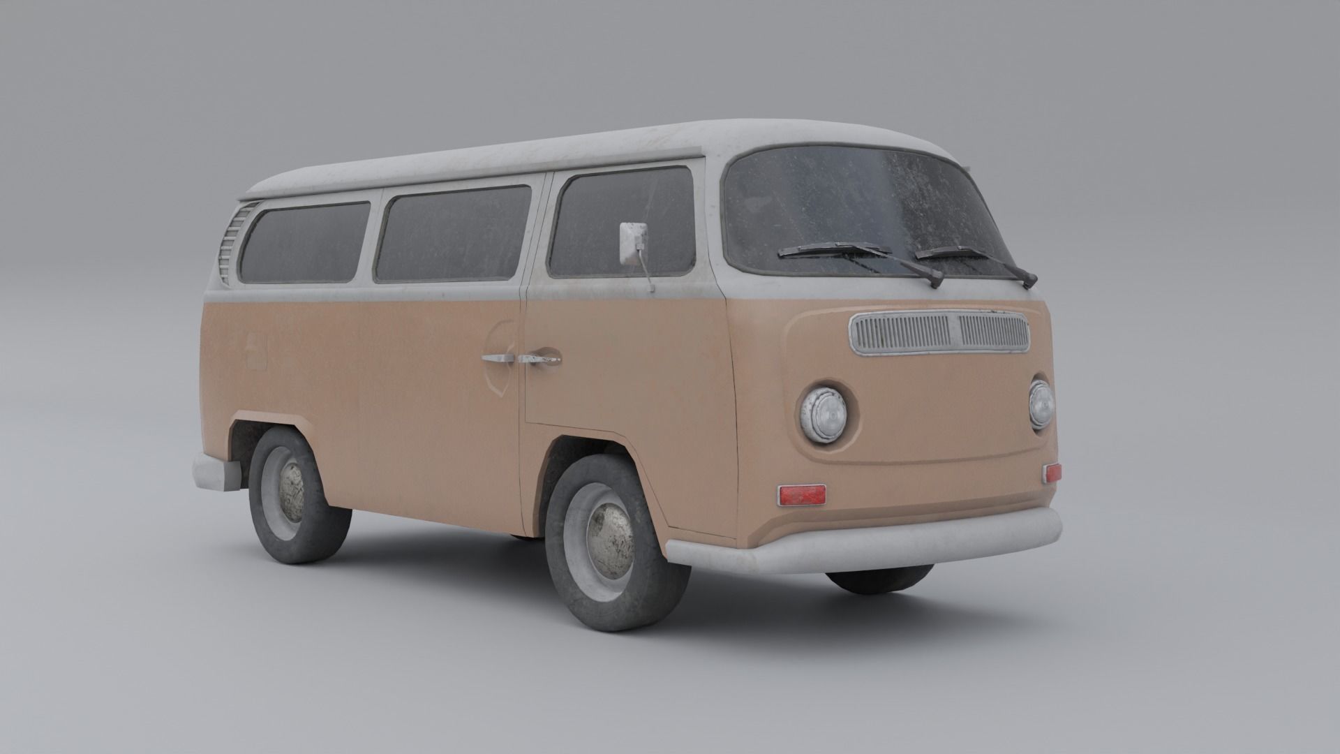 Old and Dusty Mini Bus - Low Poly Low-poly 3D model_4