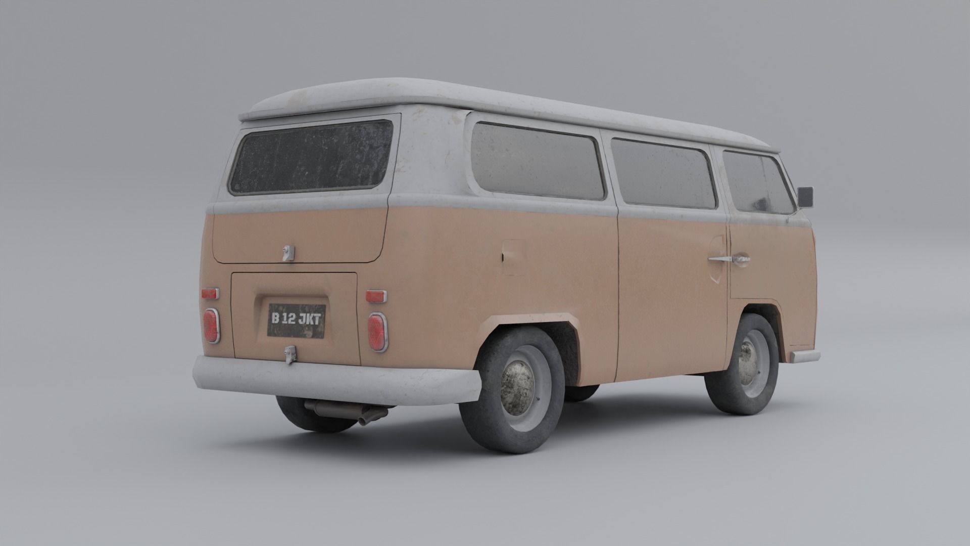 Old and Dusty Mini Bus - Low Poly Low-poly 3D model_5