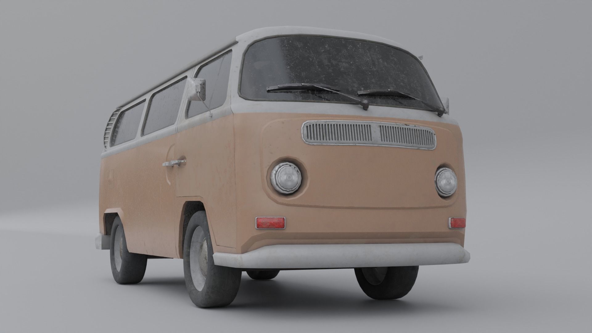 Old and Dusty Mini Bus - Low Poly Low-poly 3D model_7