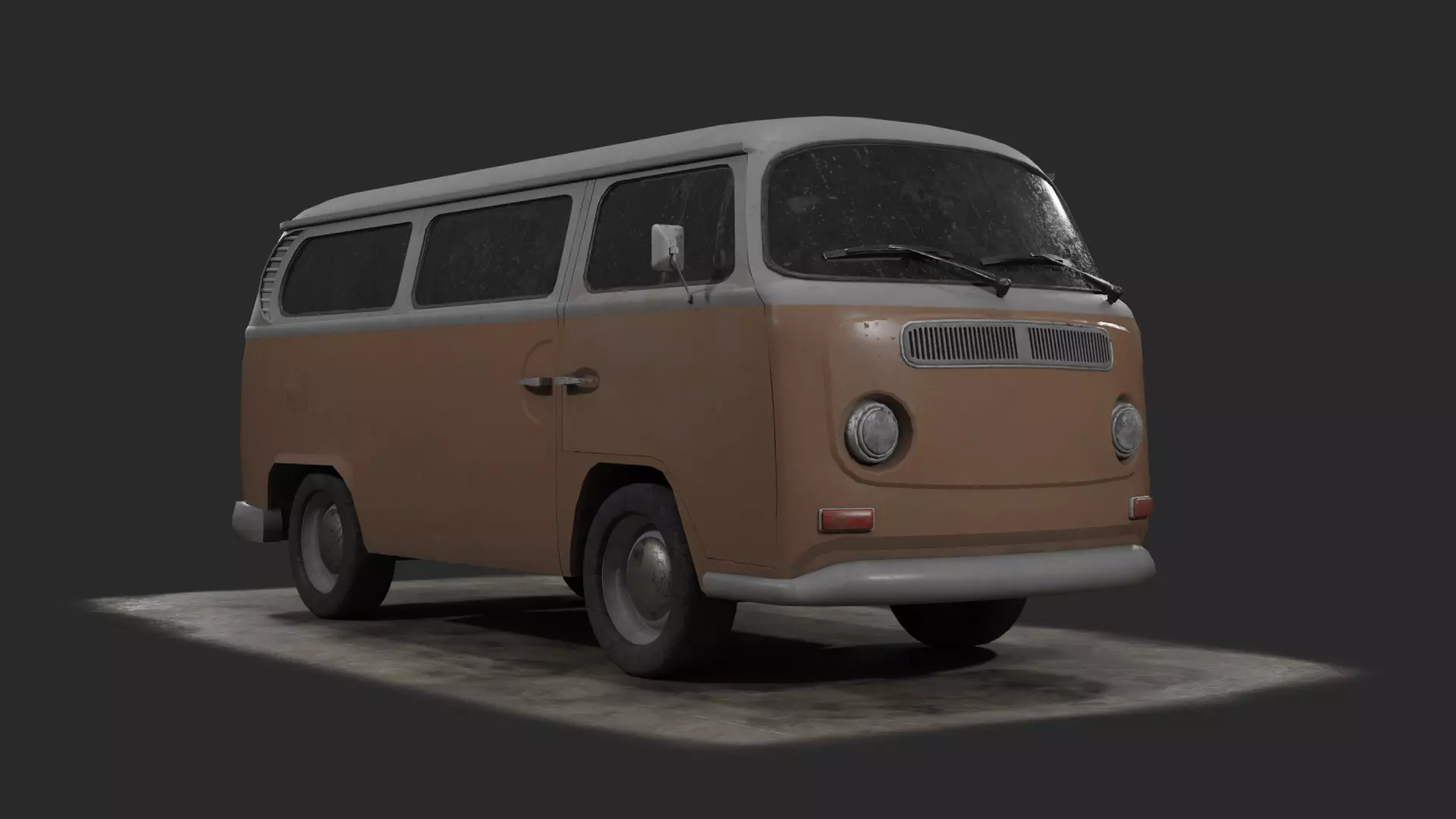 Old and Dusty Mini Bus - Low Poly Low-poly 3D model_0