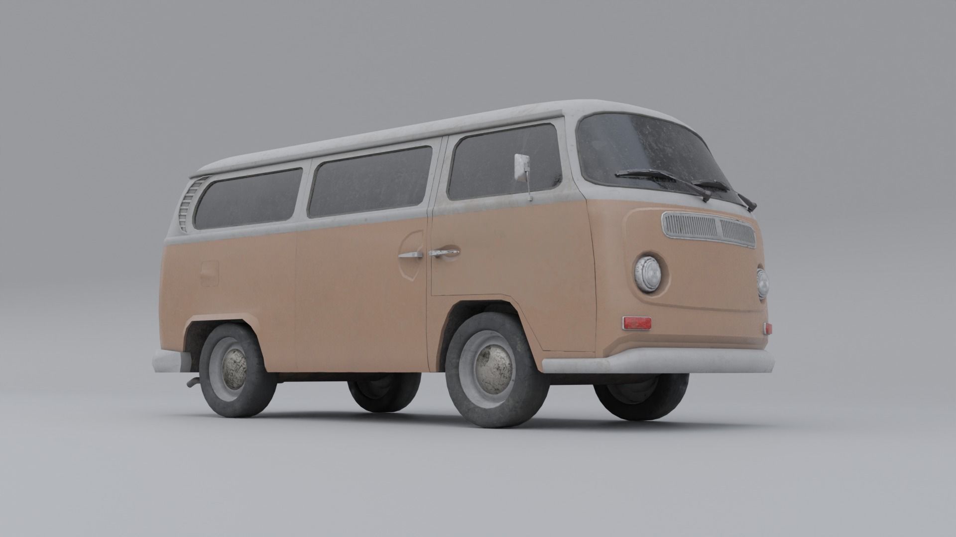 Old and Dusty Mini Bus - Low Poly Low-poly 3D model_6
