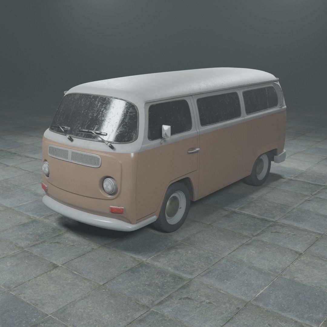 Old and Dusty Mini Bus - Low Poly Low-poly 3D model_3