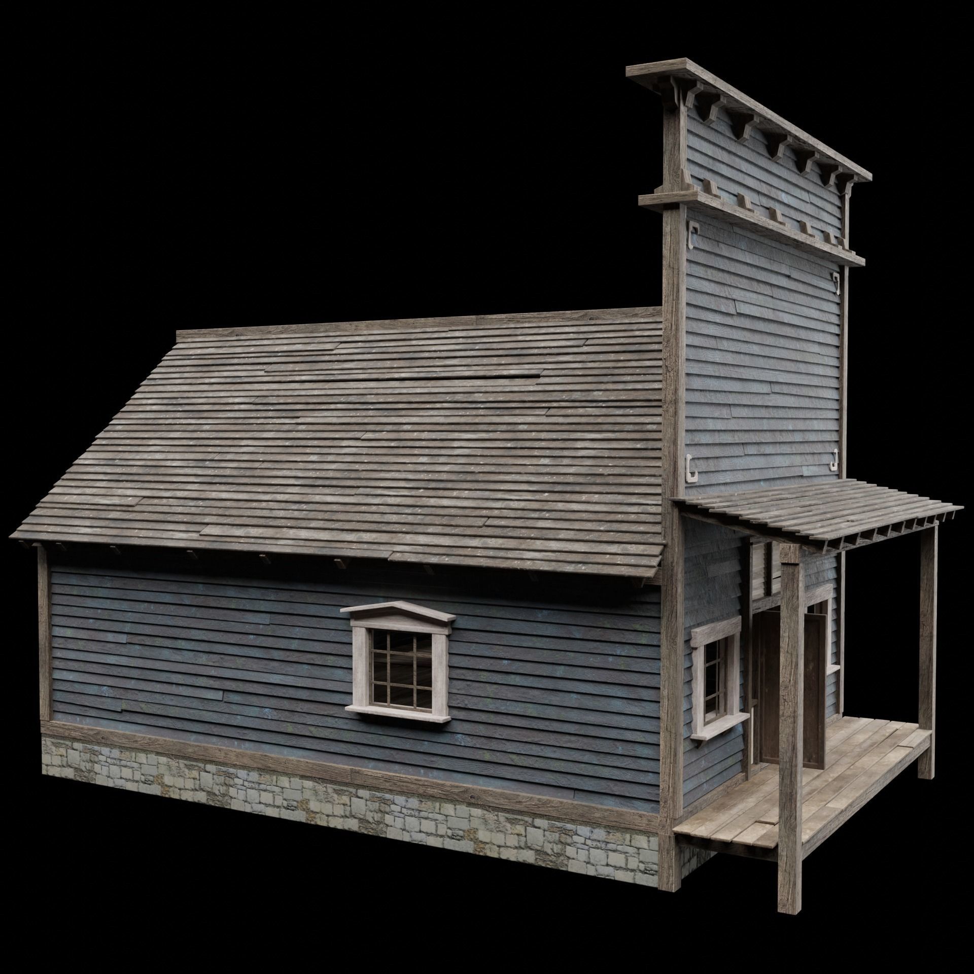 WILD WEST WESTERN HOUSE HUT COTTAGE CABIN BUILDING COLLECTION Low-poly 3D model_47