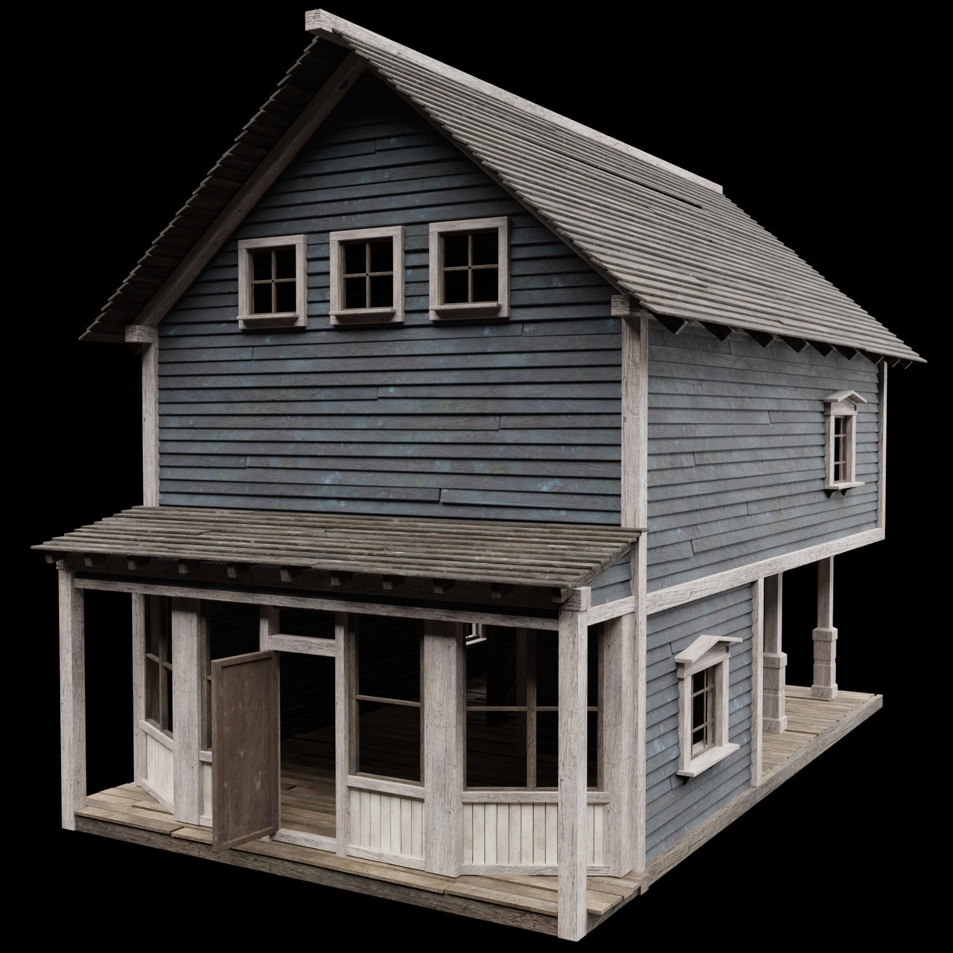 WILD WEST WESTERN HOUSE HUT COTTAGE CABIN BUILDING COLLECTION Low-poly 3D model_50