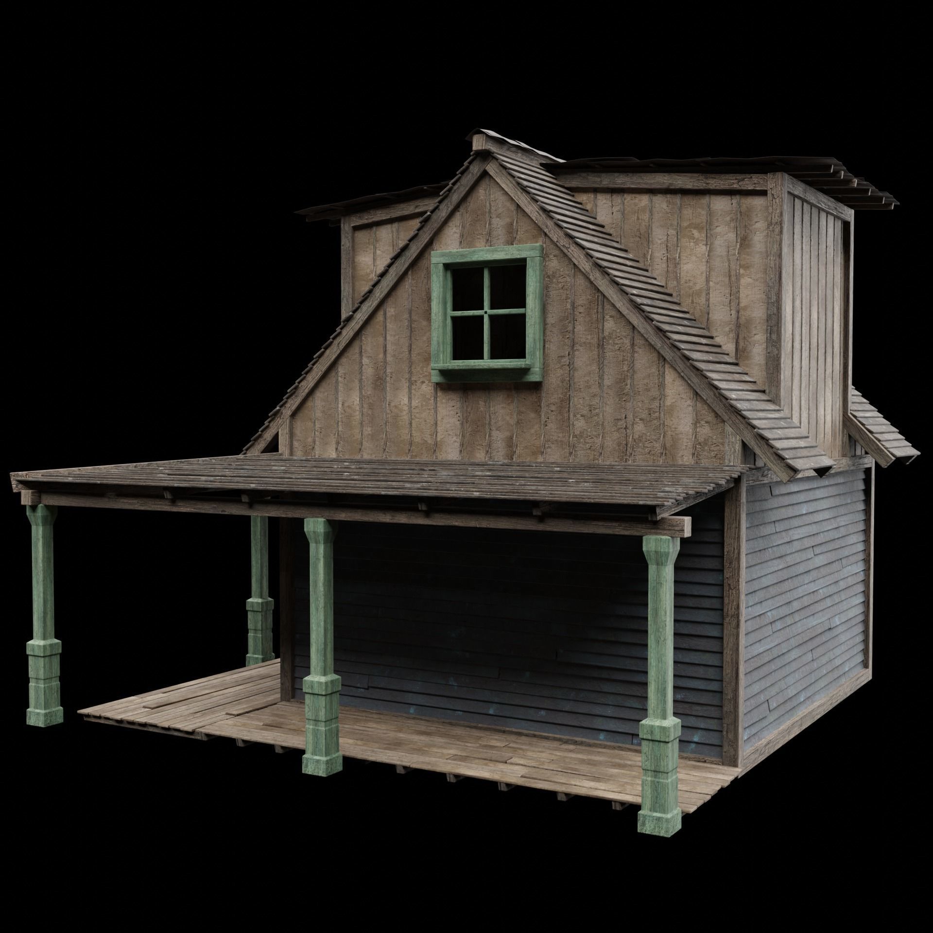 WILD WEST WESTERN HOUSE HUT COTTAGE CABIN BUILDING COLLECTION Low-poly 3D model_39