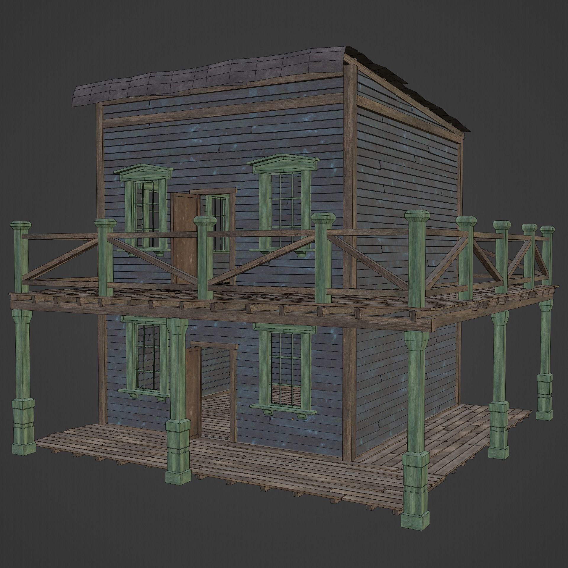 WILD WEST WESTERN HOUSE HUT COTTAGE CABIN BUILDING COLLECTION Low-poly 3D model_36