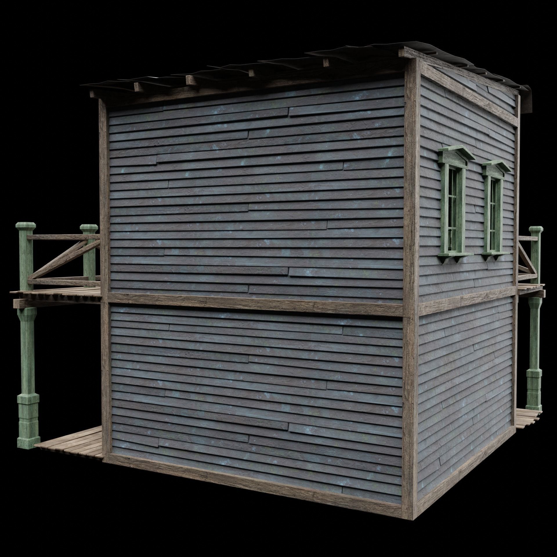 WILD WEST WESTERN HOUSE HUT COTTAGE CABIN BUILDING COLLECTION Low-poly 3D model_34