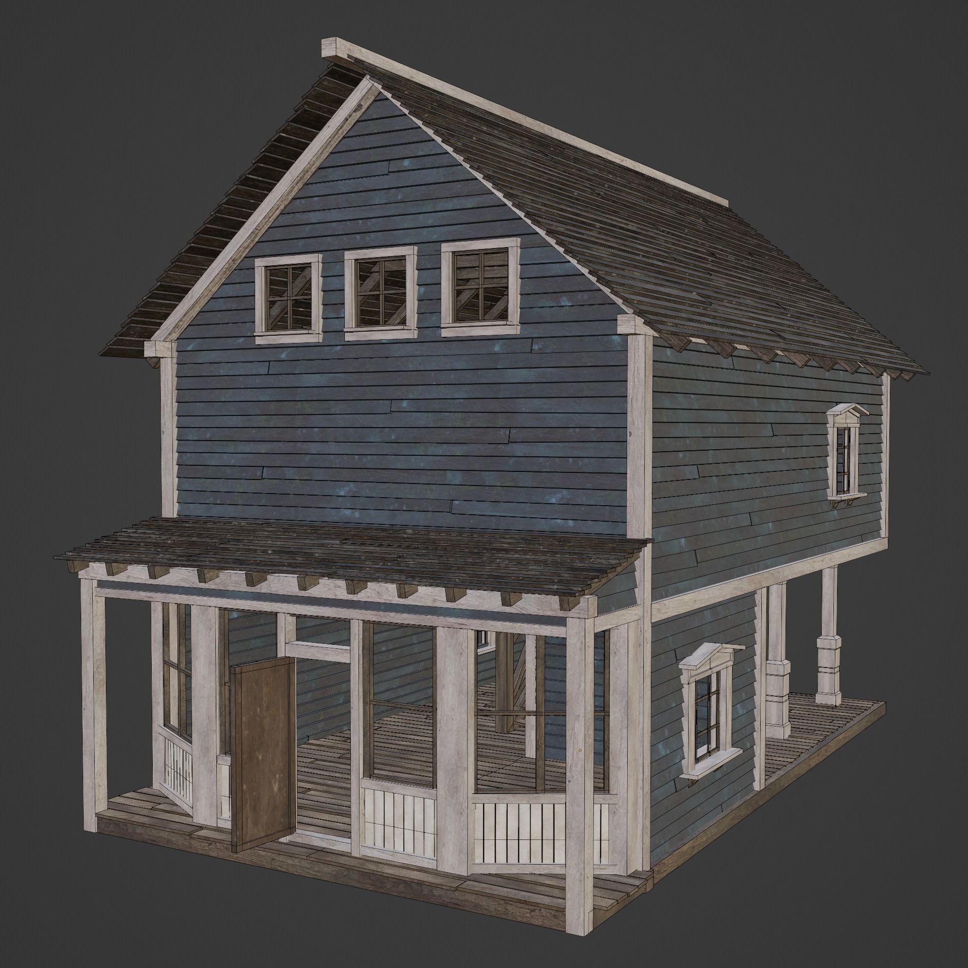 WILD WEST WESTERN HOUSE HUT COTTAGE CABIN BUILDING COLLECTION Low-poly 3D model_54