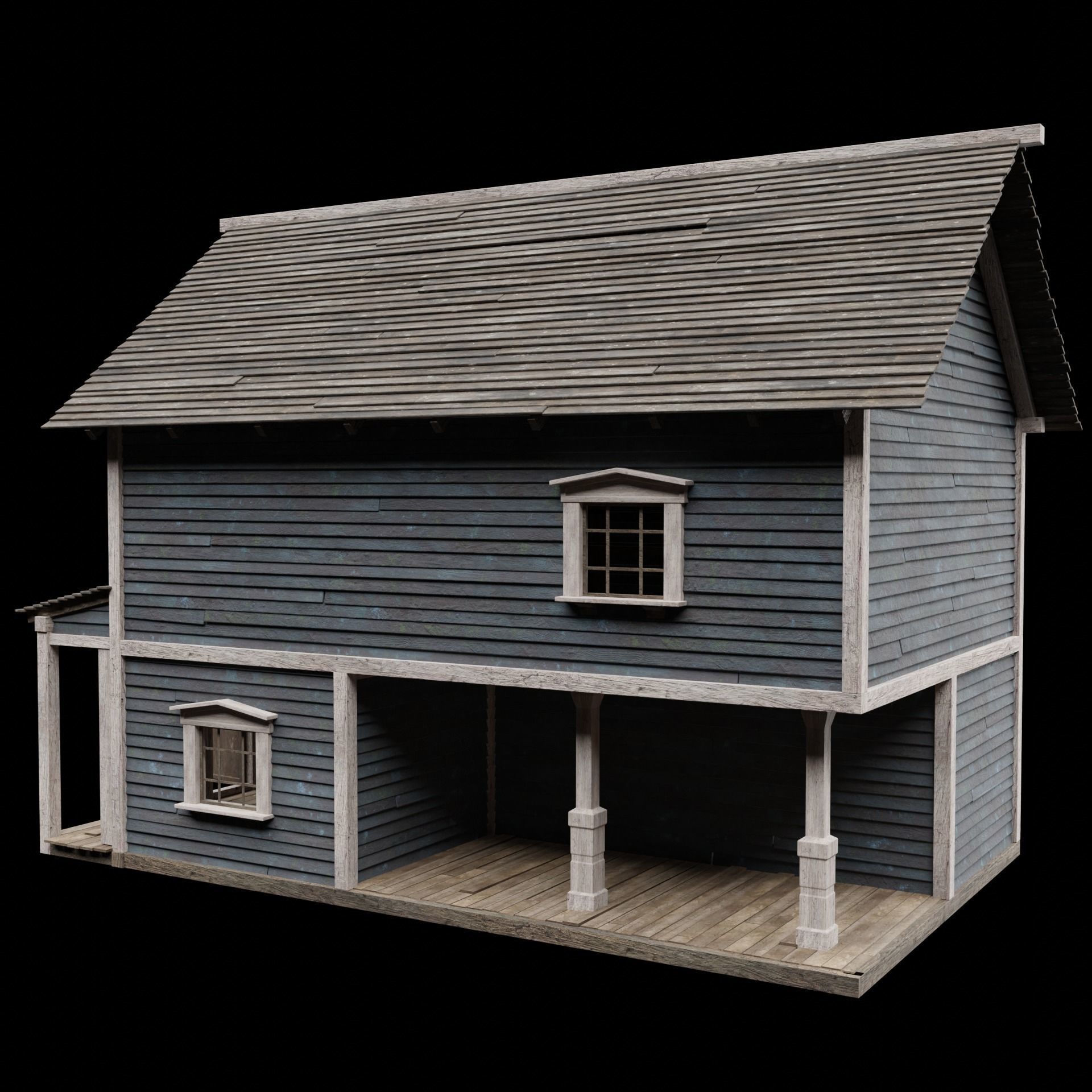 WILD WEST WESTERN HOUSE HUT COTTAGE CABIN BUILDING COLLECTION Low-poly 3D model_51