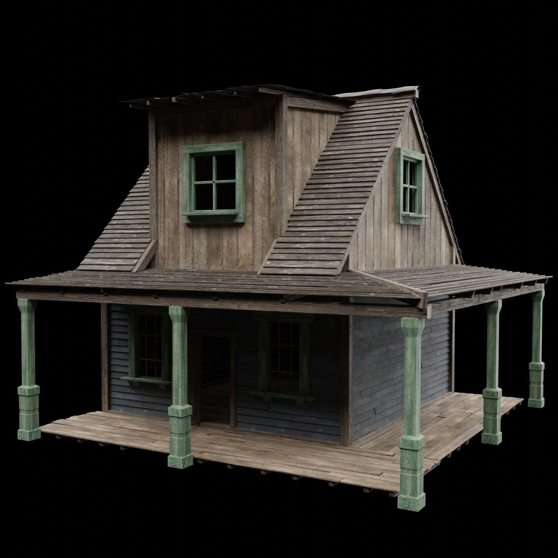 WILD WEST WESTERN HOUSE HUT COTTAGE CABIN BUILDING COLLECTION Low-poly 3D model_38