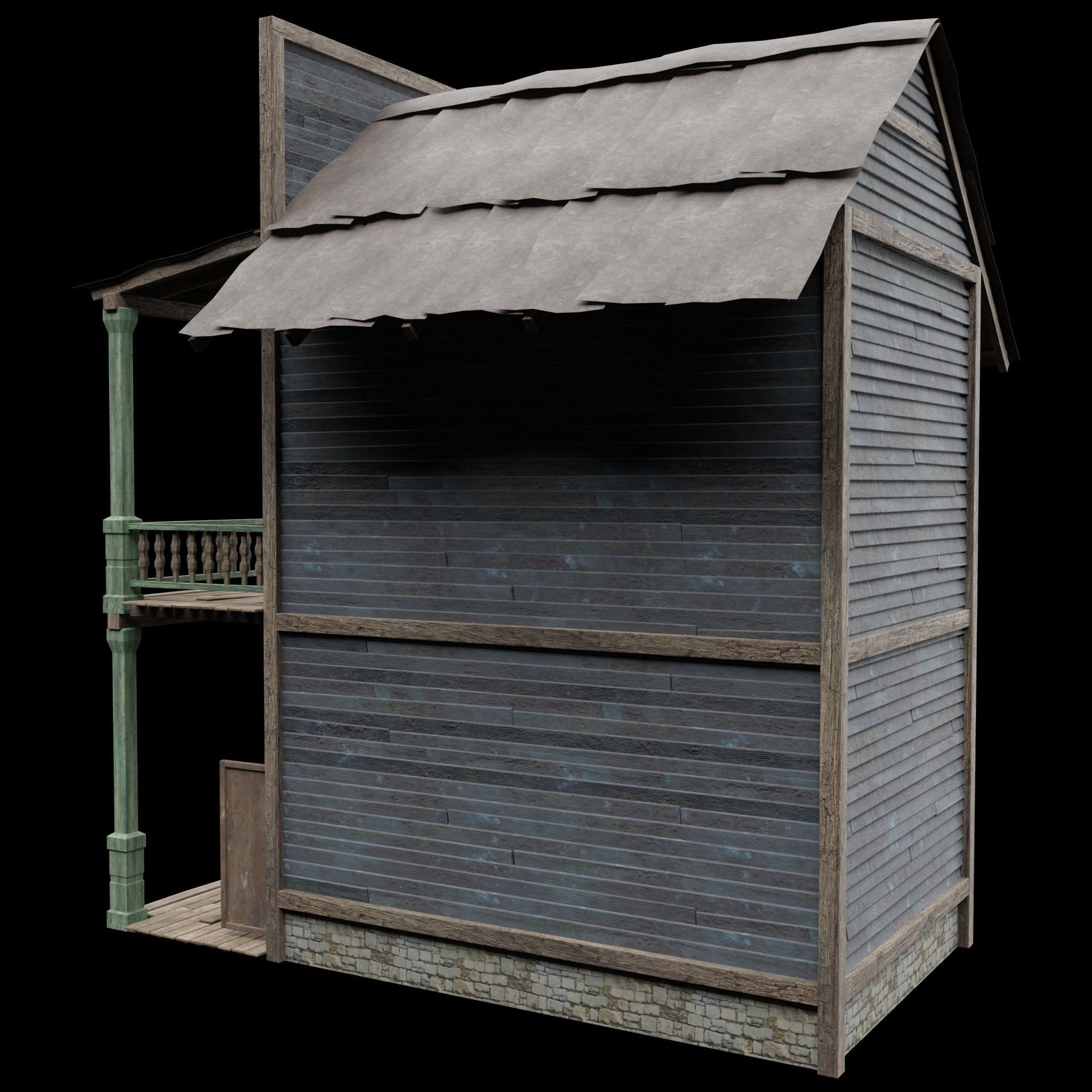 WILD WEST WESTERN HOUSE HUT COTTAGE CABIN BUILDING COLLECTION Low-poly 3D model_27