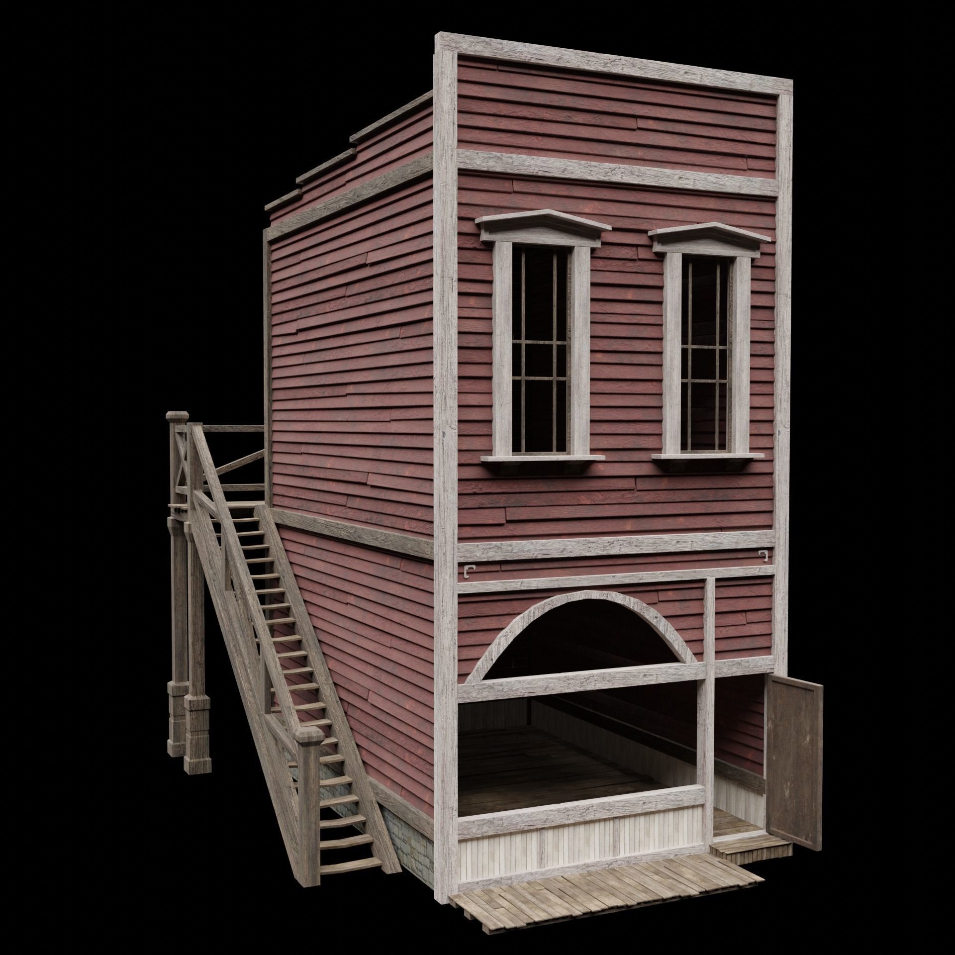 WILD WEST WESTERN HOUSE HUT COTTAGE CABIN BUILDING COLLECTION Low-poly 3D model_19