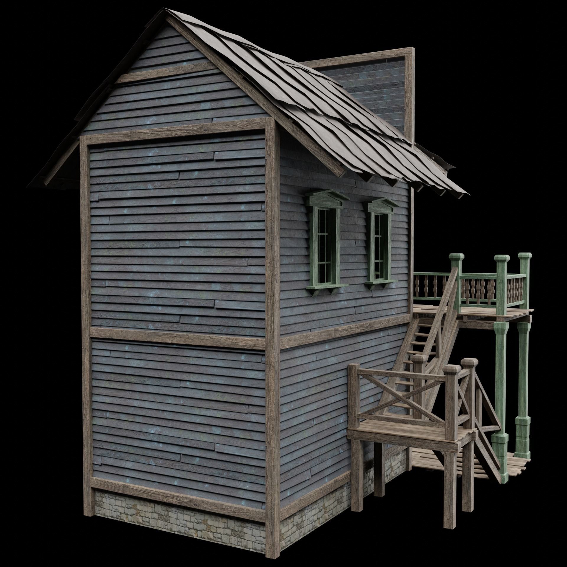 WILD WEST WESTERN HOUSE HUT COTTAGE CABIN BUILDING COLLECTION Low-poly 3D model_28