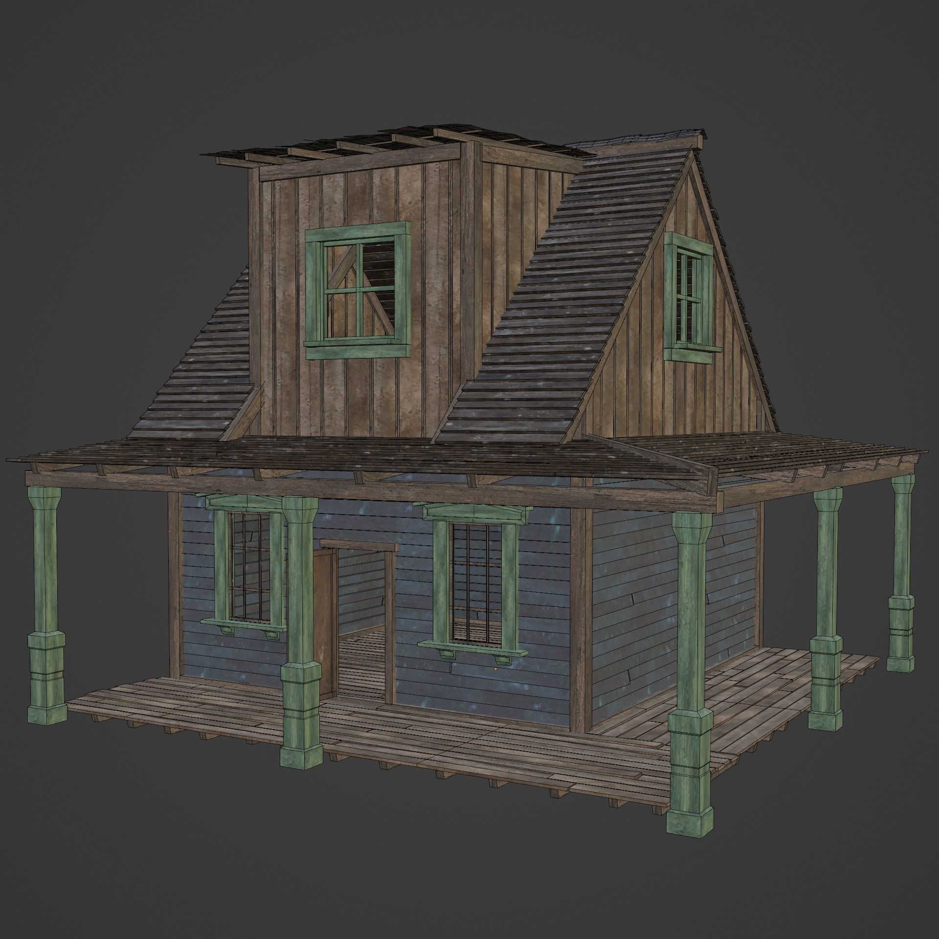 WILD WEST WESTERN HOUSE HUT COTTAGE CABIN BUILDING COLLECTION Low-poly 3D model_43