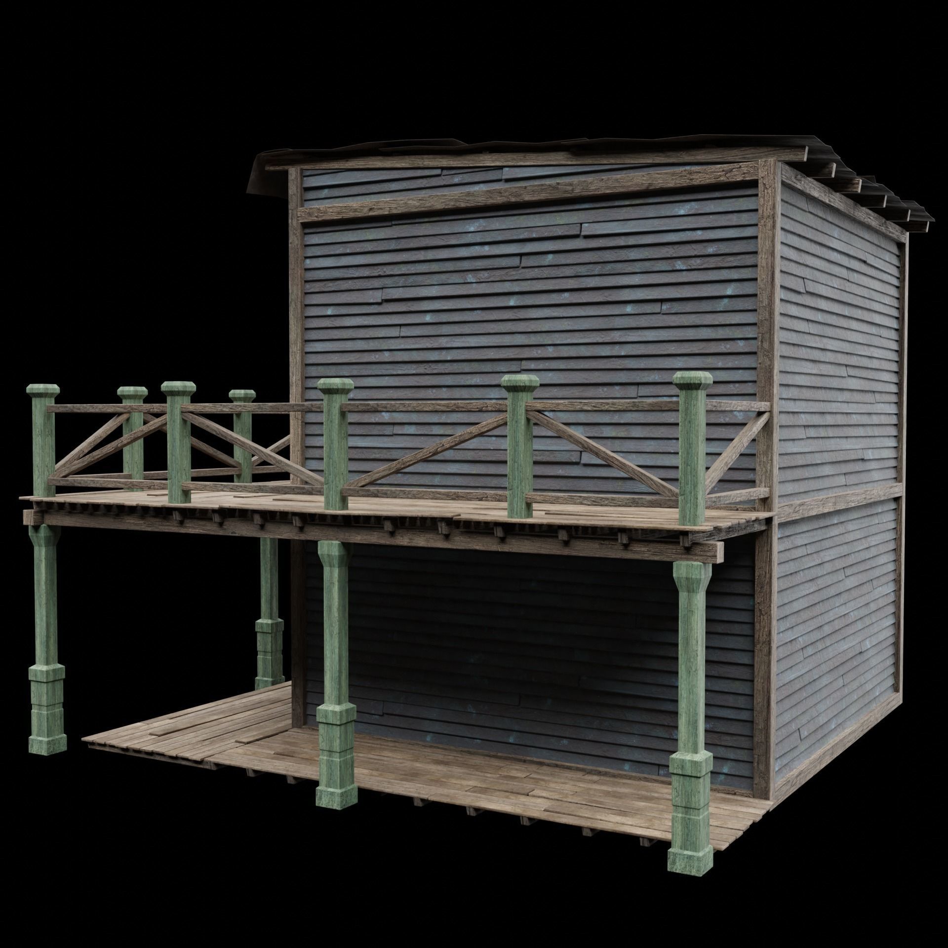 WILD WEST WESTERN HOUSE HUT COTTAGE CABIN BUILDING COLLECTION Low-poly 3D model_33