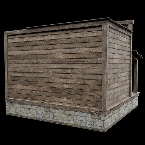 WILD WEST WESTERN HOUSE HUT COTTAGE CABIN BUILDING COLLECTION Low-poly 3D model 4