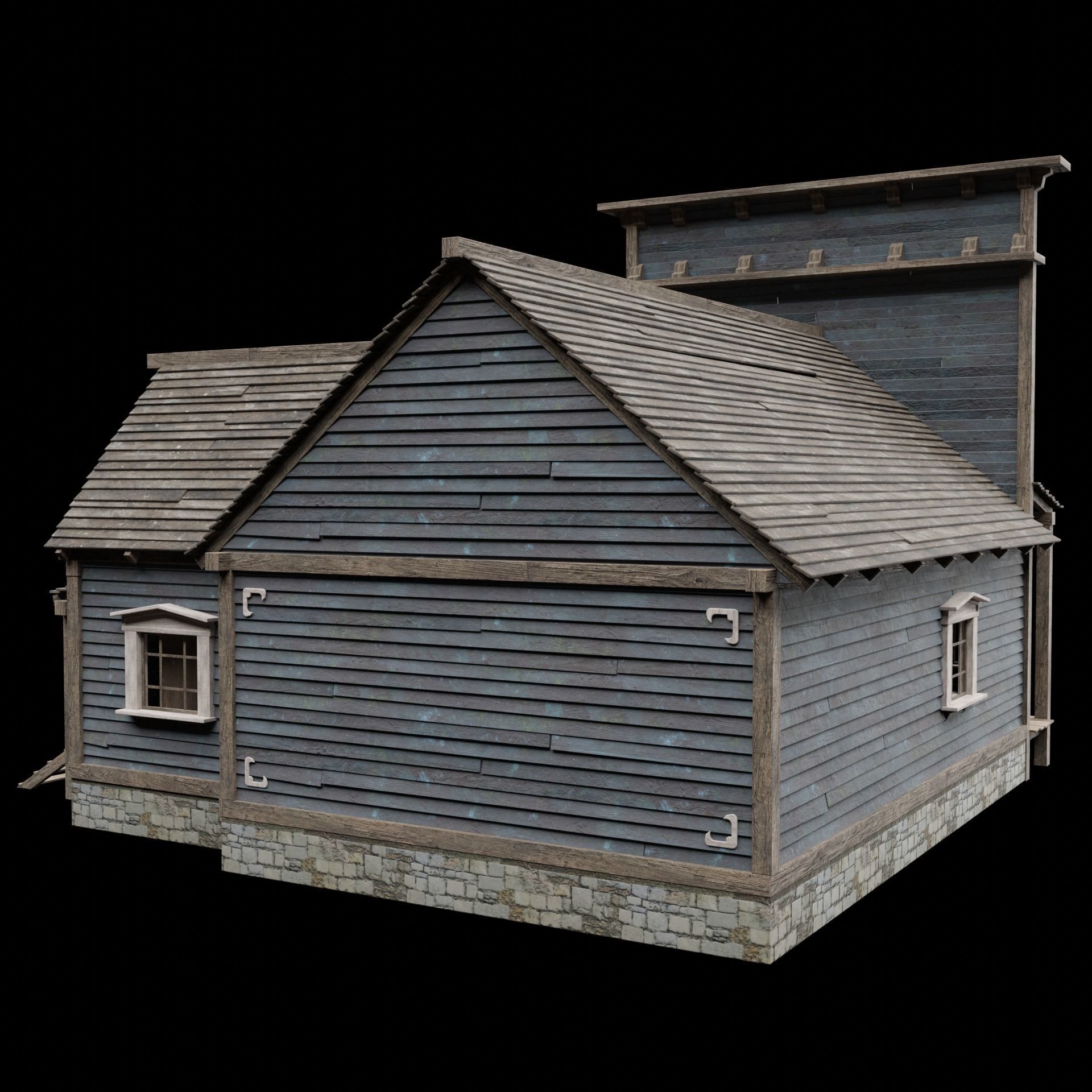 WILD WEST WESTERN HOUSE HUT COTTAGE CABIN BUILDING COLLECTION Low-poly 3D model_46