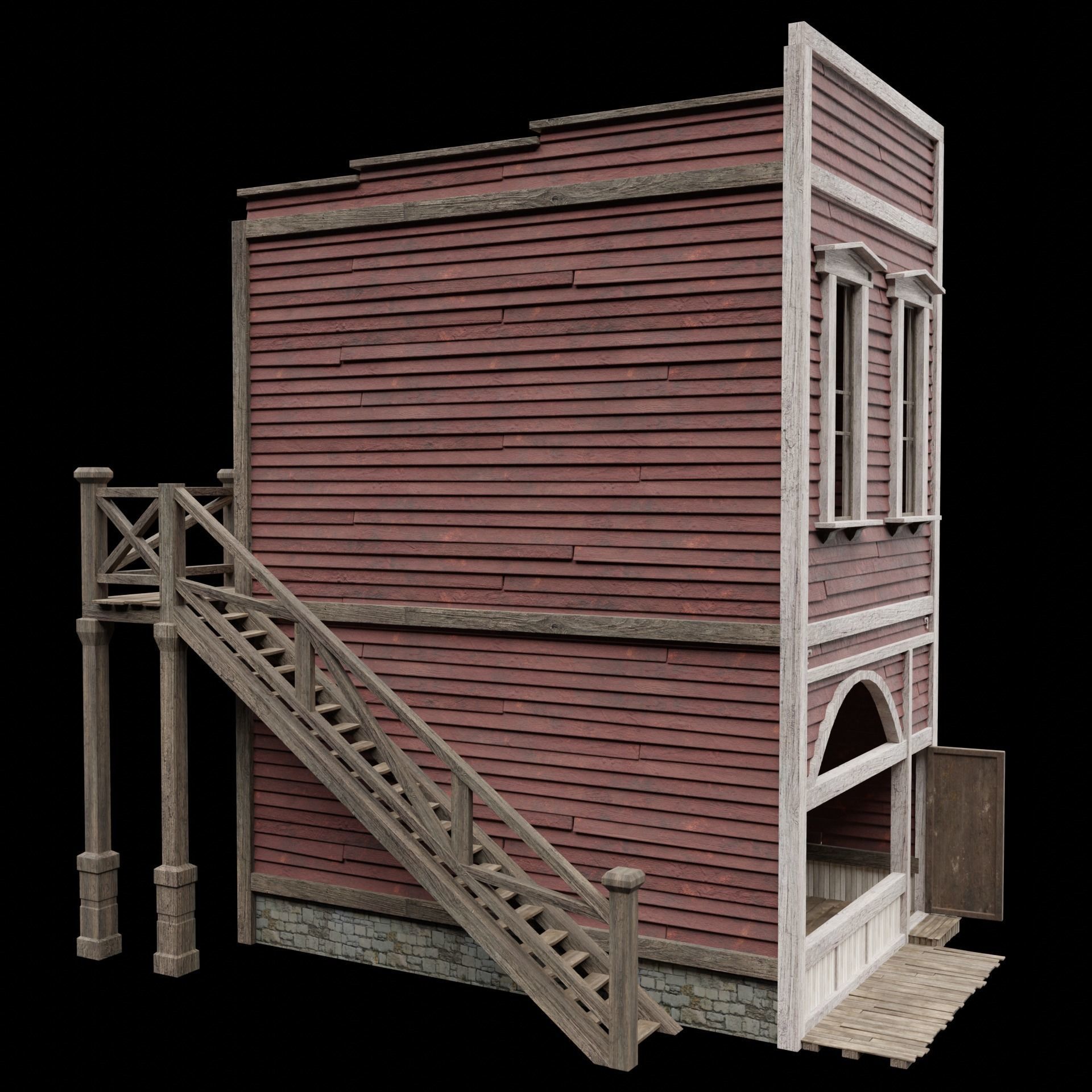 WILD WEST WESTERN HOUSE HUT COTTAGE CABIN BUILDING COLLECTION Low-poly 3D model_22