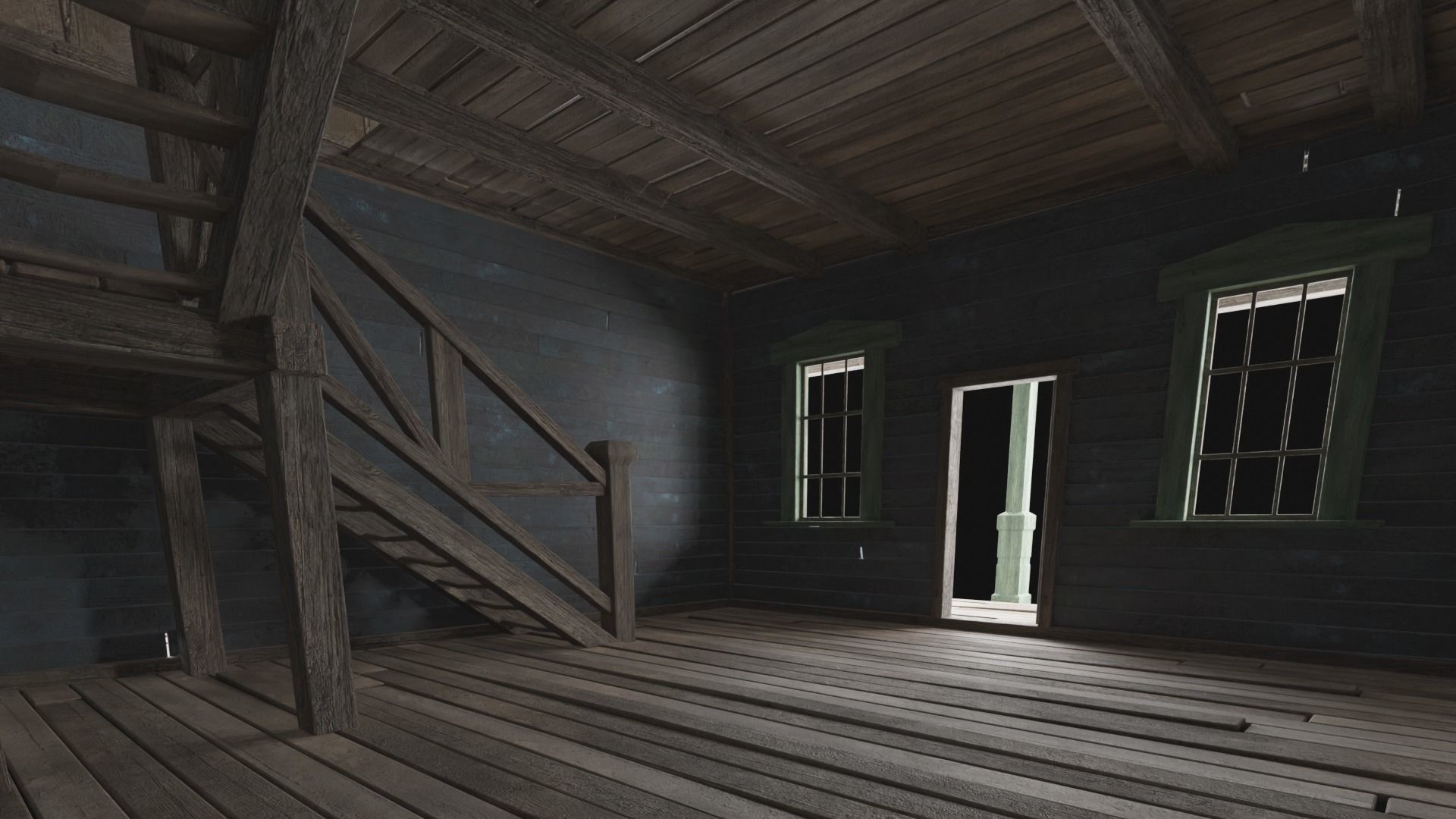 WILD WEST WESTERN HOUSE HUT COTTAGE CABIN BUILDING COLLECTION Low-poly 3D model_42